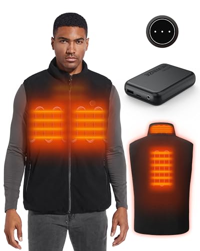 HEWINZE Electric Heated Vest for Men & Women - USB Rechargeable Battery Pack Included - Warm Fleece Jacket for Outdoor, Hiking, Camping & Winter Sports