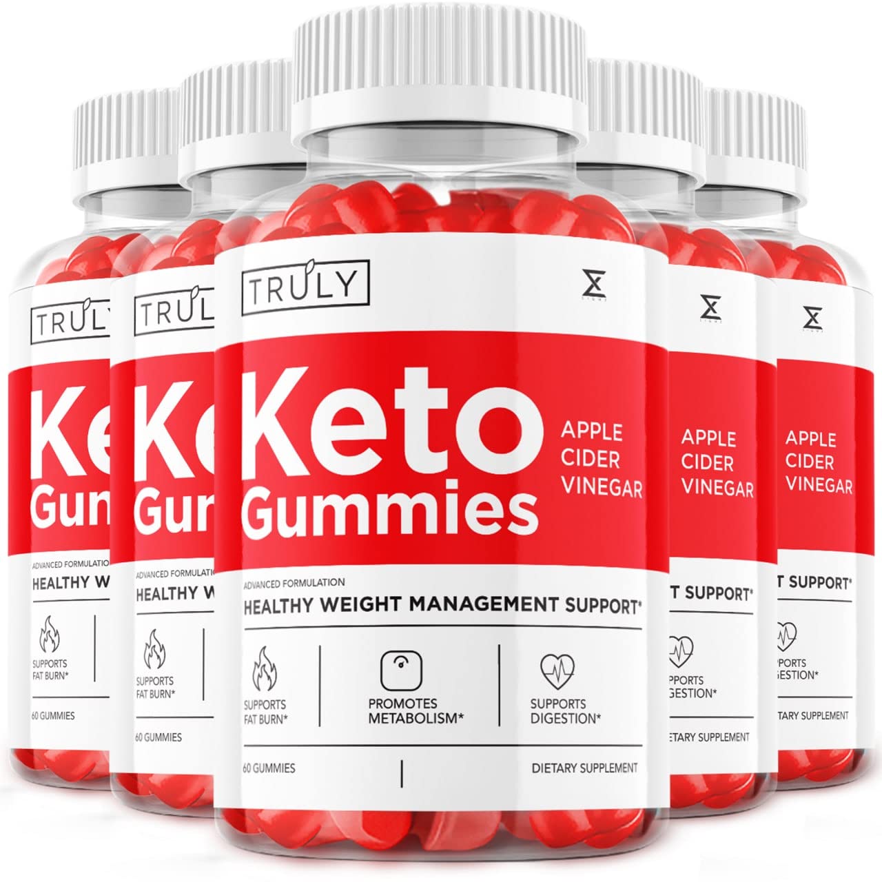 5 Pack Truly Keto ACV Plus Gummies - 300 Count Sugar-Free Apple Cider Vinegar Supplement for Weight Loss & Energy Boost - Perfect for Keto Diet, Low Carb Lifestyle & Daily Wellness Routine