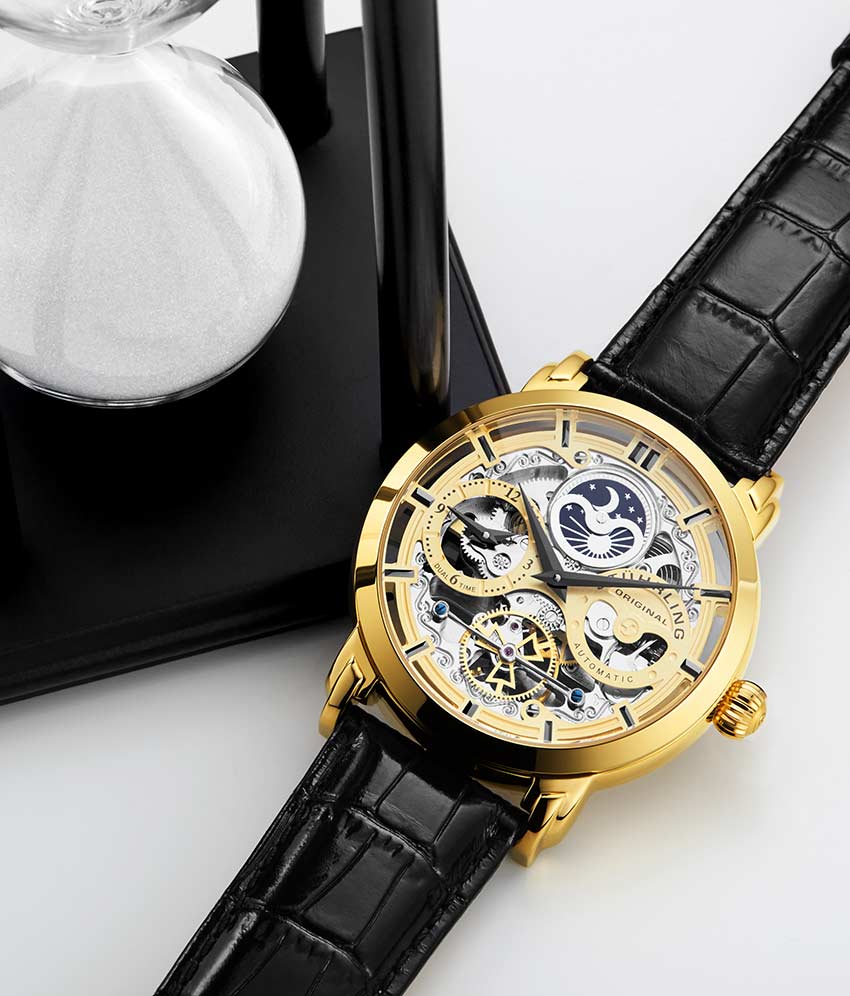 Anatol 3924 Automatic 47mm Skeleton Watch for Men - Luxury Stainless Steel Mechanical Timepiece - Perfect for Business, Formal Events & Daily Wear