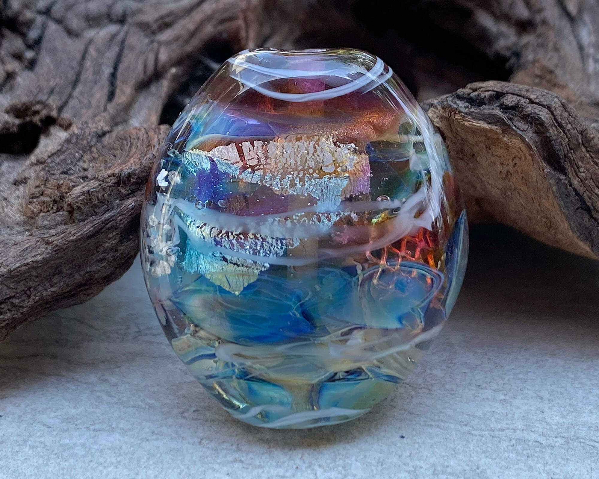 Handmade Floral Treasure Lampwork Glass Focal Bead SRA for Jewelry Making - Perfect for Necklaces, Bracelets, and DIY Craft Projects