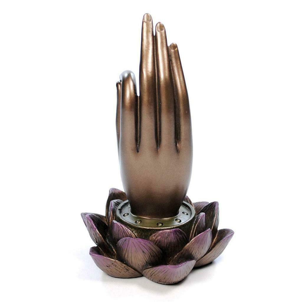 Buddha Hand on Lotus Incense Holder - Zen Meditation & Home Decor Aromatherapy Accessory for Yoga, Spa, and Relaxation