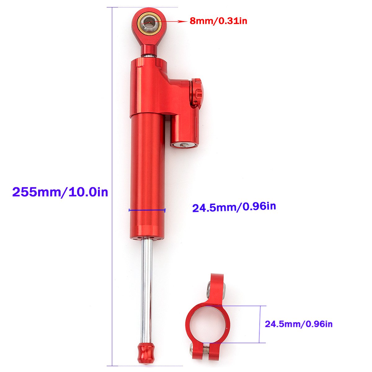 Motorcycle Steering Damper Stabilizer - Adjustable Steering Control with Mounting Bracket Kit for Kawasaki Ninja ZX6R 2009-2019 (Red+Red) | Improves Handling & Safety for Street Racing & Track Days