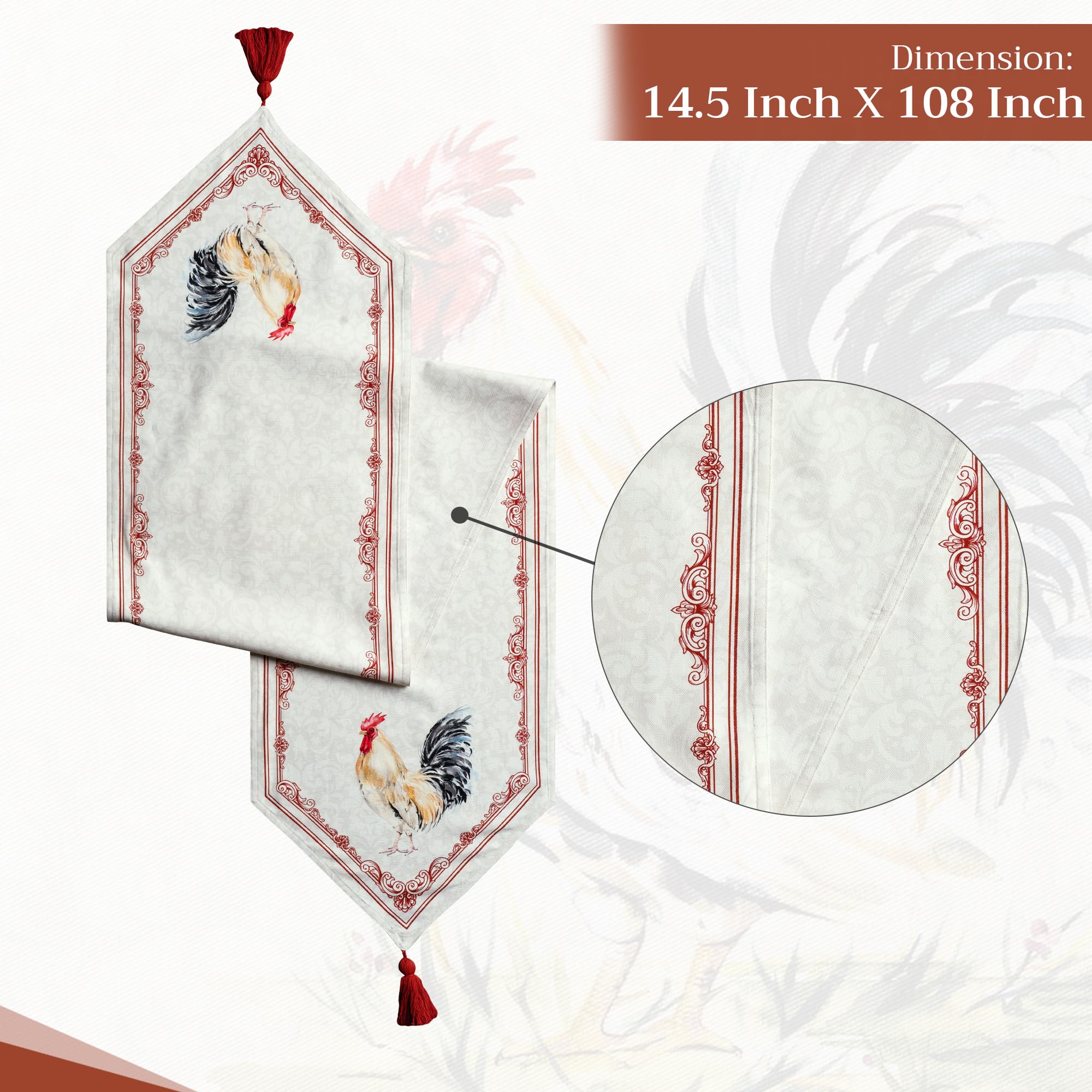 Maison d'Hermine 100% Cotton Double Layer Easter Table Runner - 108 Inch Long Farmhouse Style Dining Decor for Spring, Summer, Kitchen, Party & Camping (Campagne, 14.5x108 in) - Perfect for Easter Celebrations, Picnics and Outdoor Dining