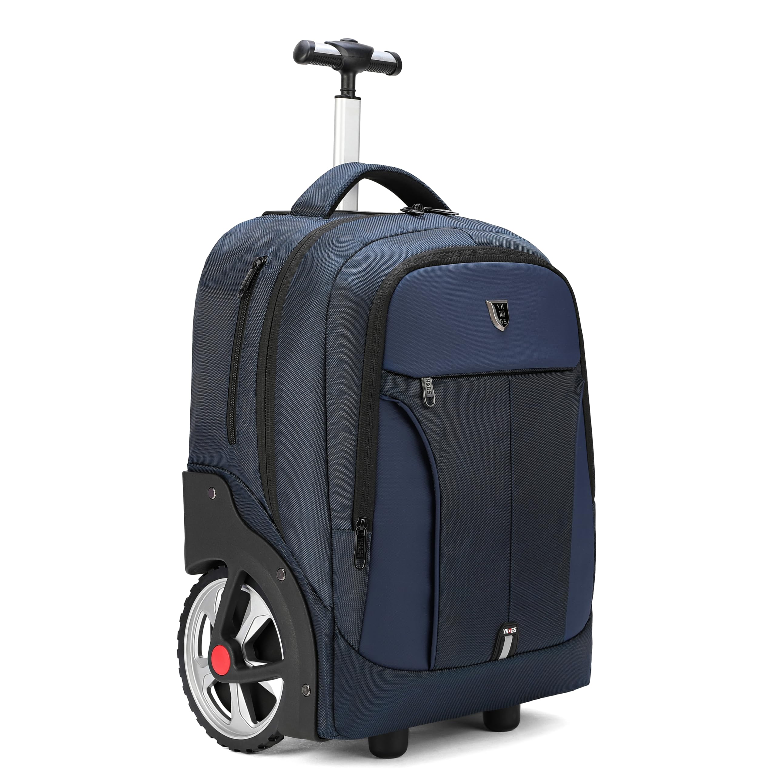 Waterproof Rolling Backpack with Wheels for Business Travel & Commuting - 20 Inch Wheeled Carry On Backpack with Laptop Compartment Fits 15.6 Inch Laptop - Durable Backpack for Adults, Women & Men (Blue) - Perfect for Air Travel, Daily Commute & Office Use