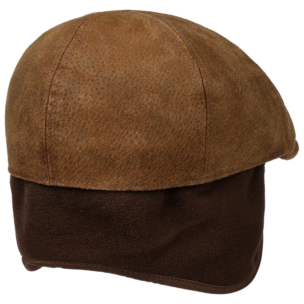 Stetson Pigskin Flat Cap with Ear Flaps - Warm Winter Hat for Men, Outdoor Hunting & Casual Wear