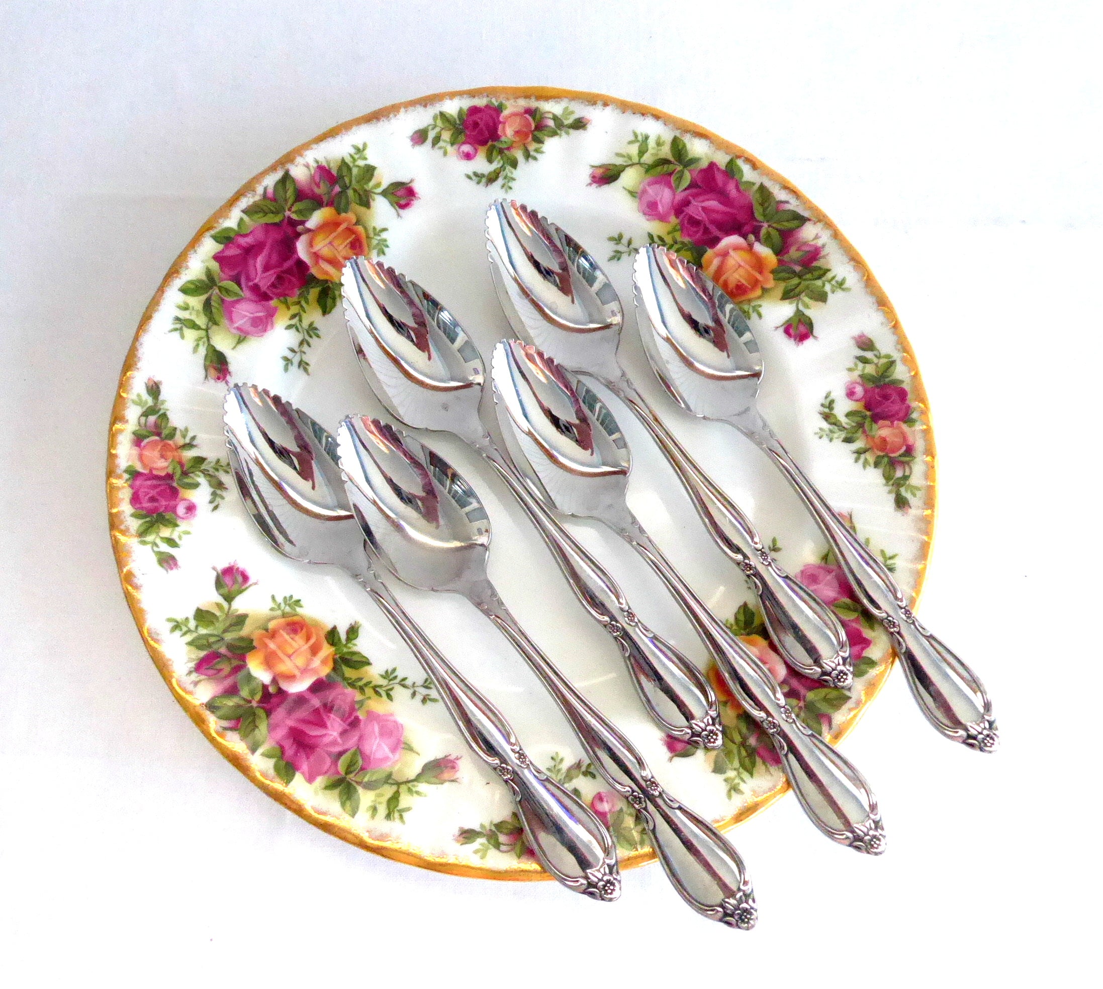 Vintage Oneida Community Chatelaine Stainless Steel Grapefruit Spoons - Set of 6 (1960s) - Perfect for Citrus Fruits, Desserts & Elegant Table Settings
