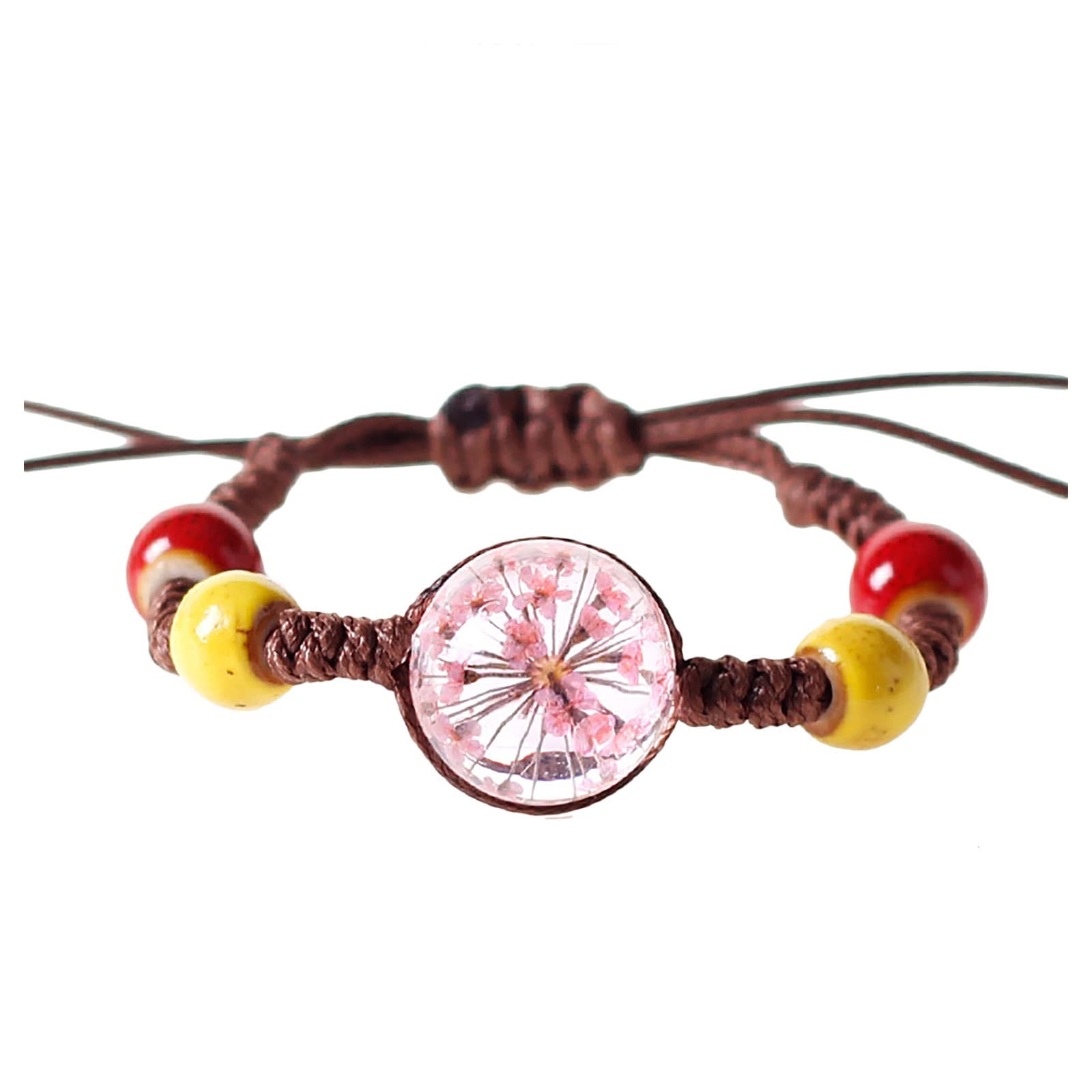 Handwoven Epoxy Resin Dried Flower Bracelet & Earrings Set - Boho Floral Jewelry for Women - Perfect for Festivals, Weddings, and Everyday Boho Style