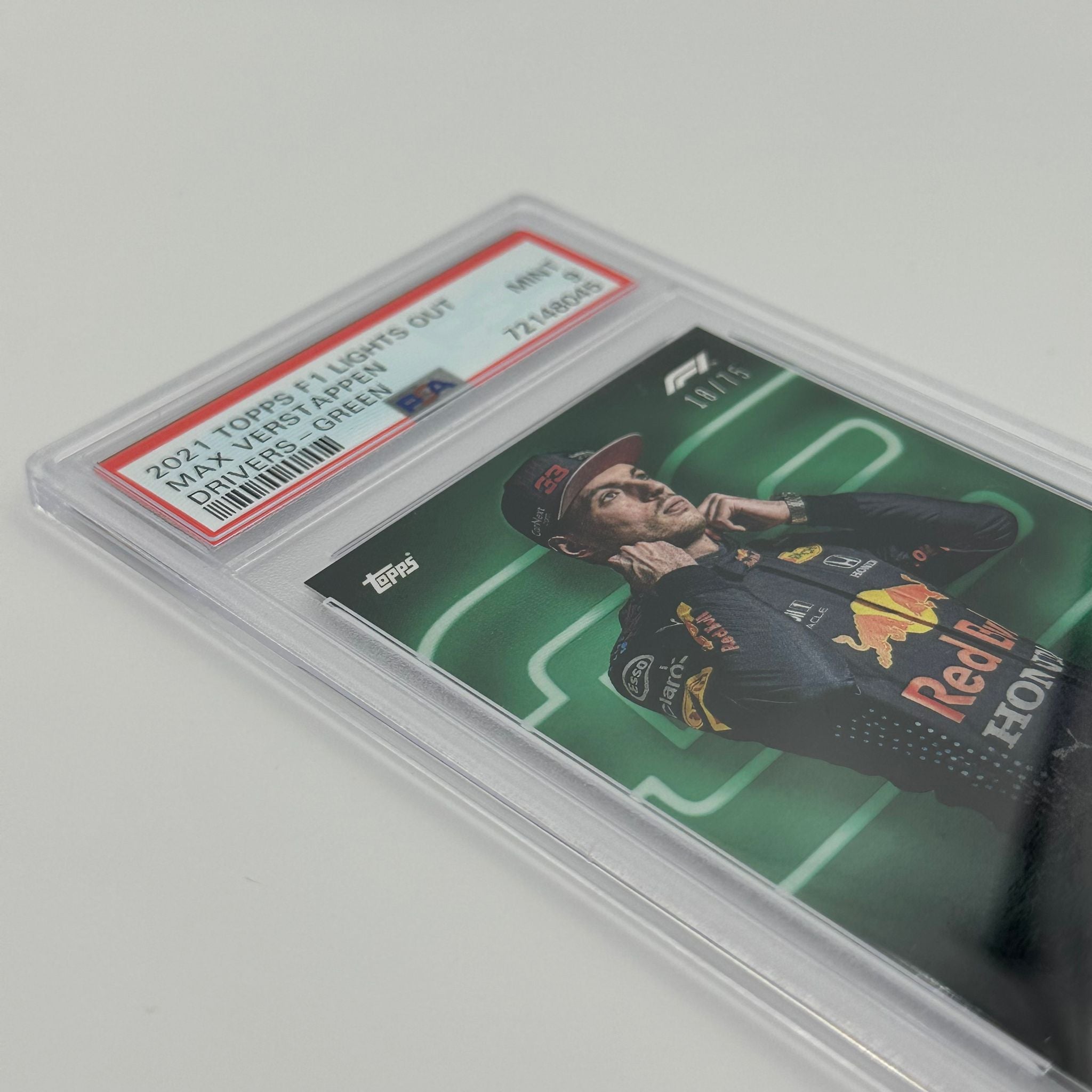 PSA 9 Graded 18/75 Max Verstappen Green Parallel Racing Card - Perfect for F1 Collectors, Display Cases & Sports Memorabilia Collections