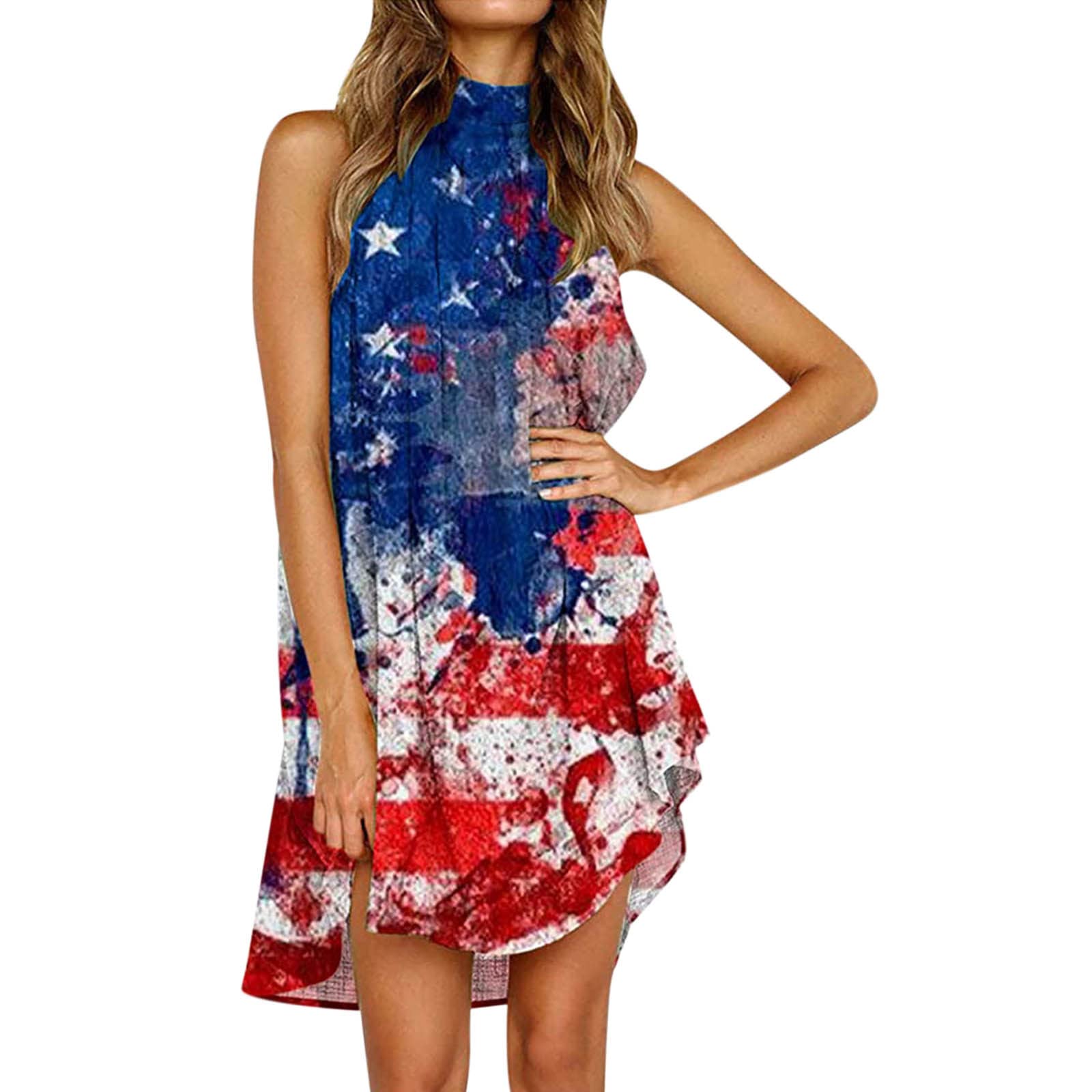 Women's Casual Summer Midi Dress - Halter Neck Sleeveless Flowy Sundress Knee Length for Beach, Vacation & Outdoor Activities