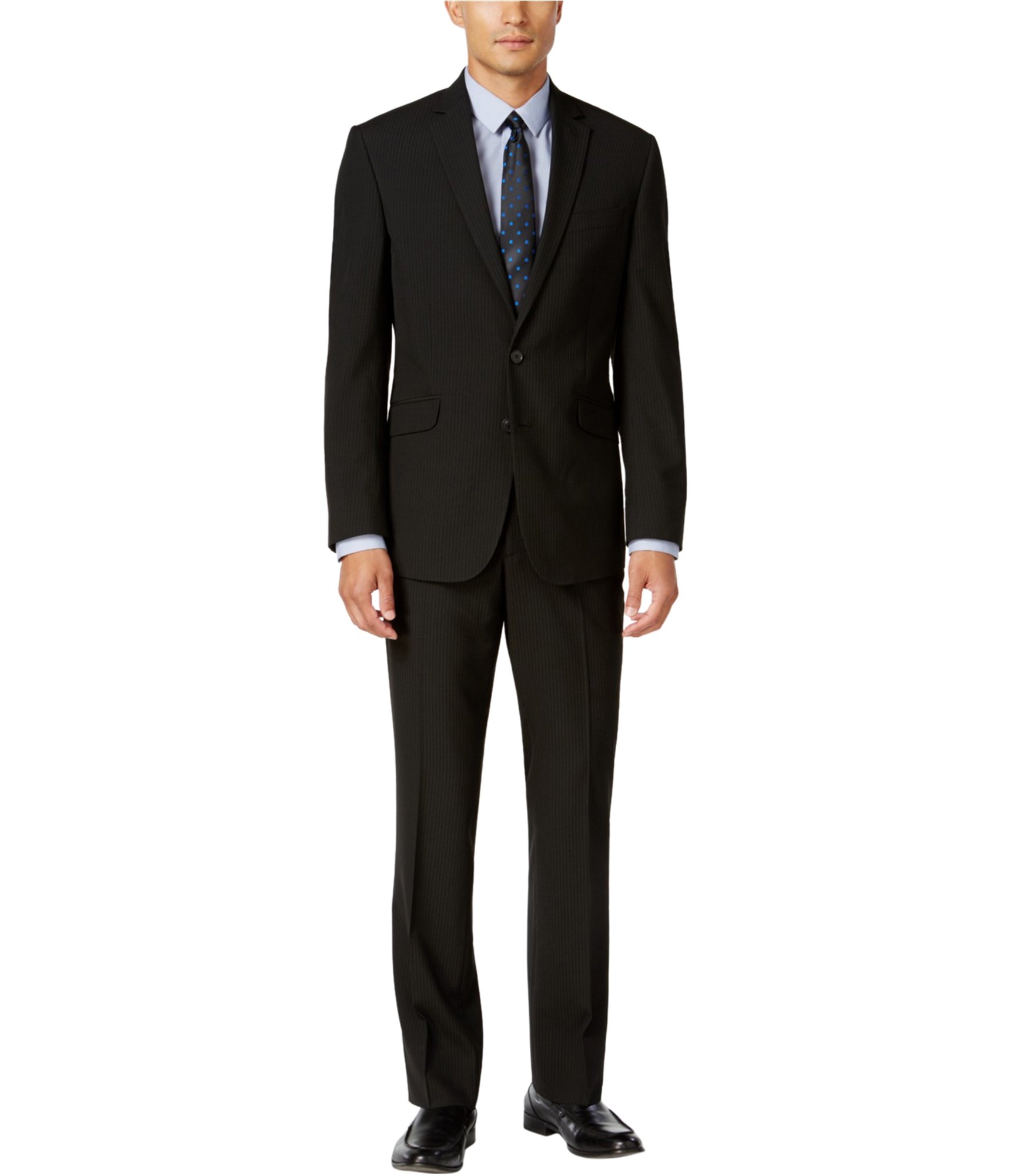 Kenneth Cole Men's Striped 2-Piece Formal Tuxedo Suit for Weddings, Prom & Black Tie Events | Slim Fit Business Suit Jacket & Pants Set
