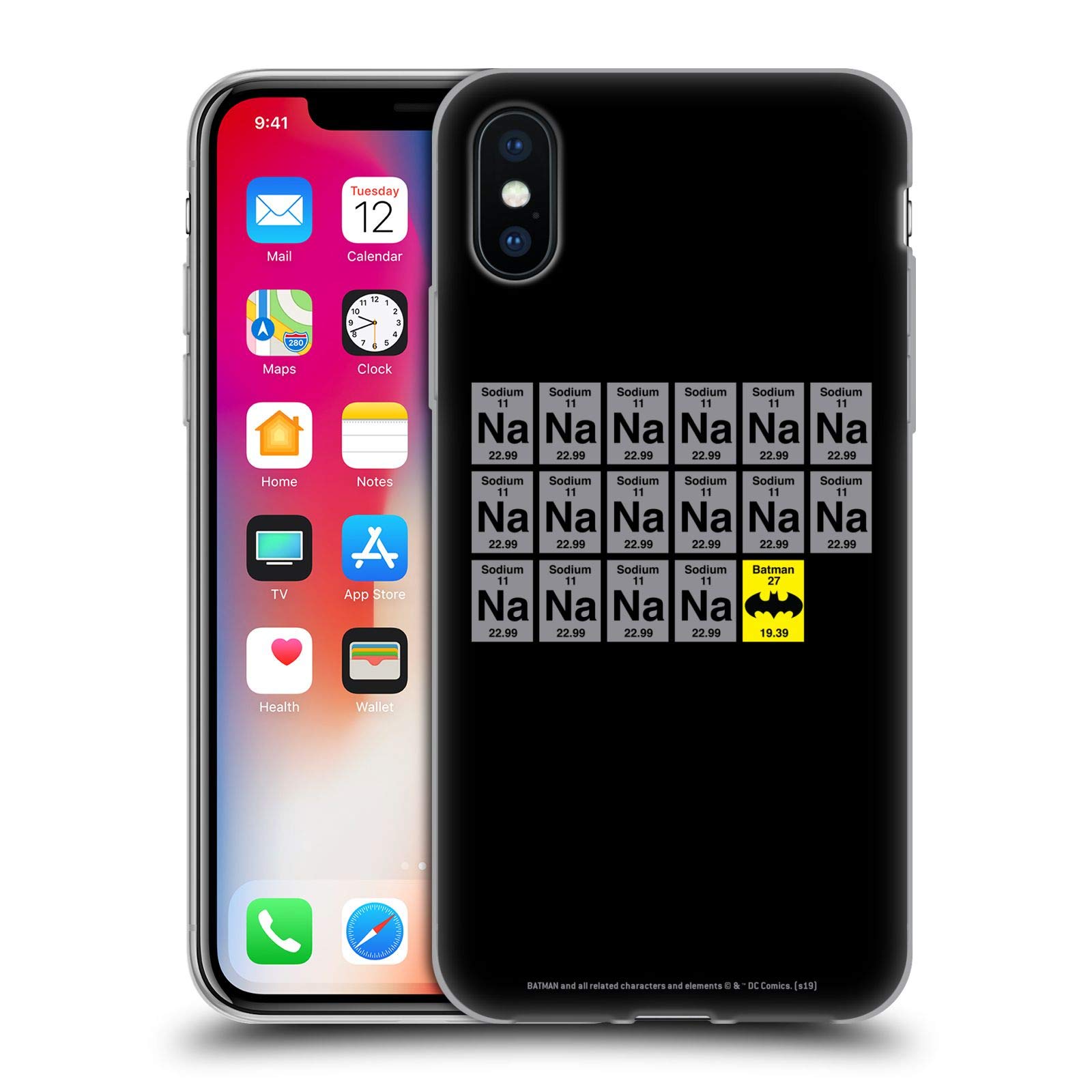 Official Batman DC Comics Soft Gel Case for iPhone X/Xs - Licensed Na Na Na Na Logos - Perfect for Superhero Fans & Daily Protection
