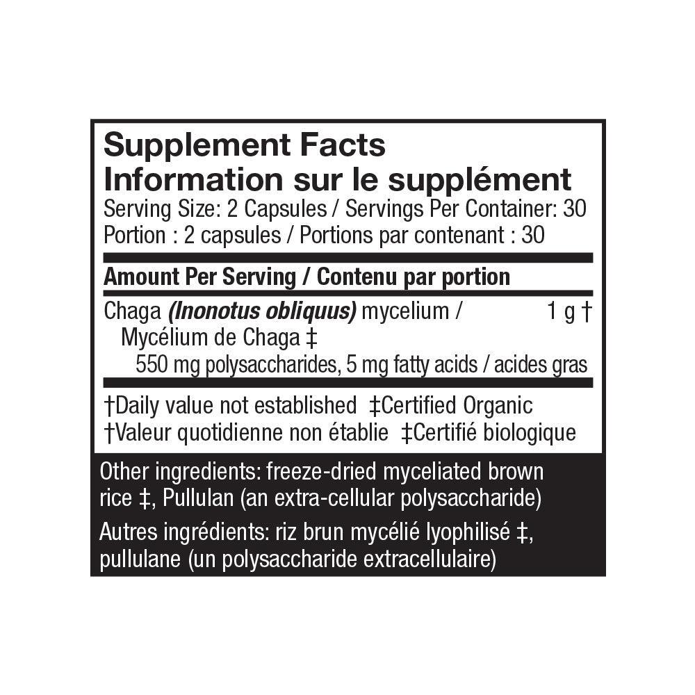 Host Defense Organic Chaga Mushroom Supplement - 60 Vegan Capsules for Immune Support & Energy Boost | Daily Wellness & Natural Health