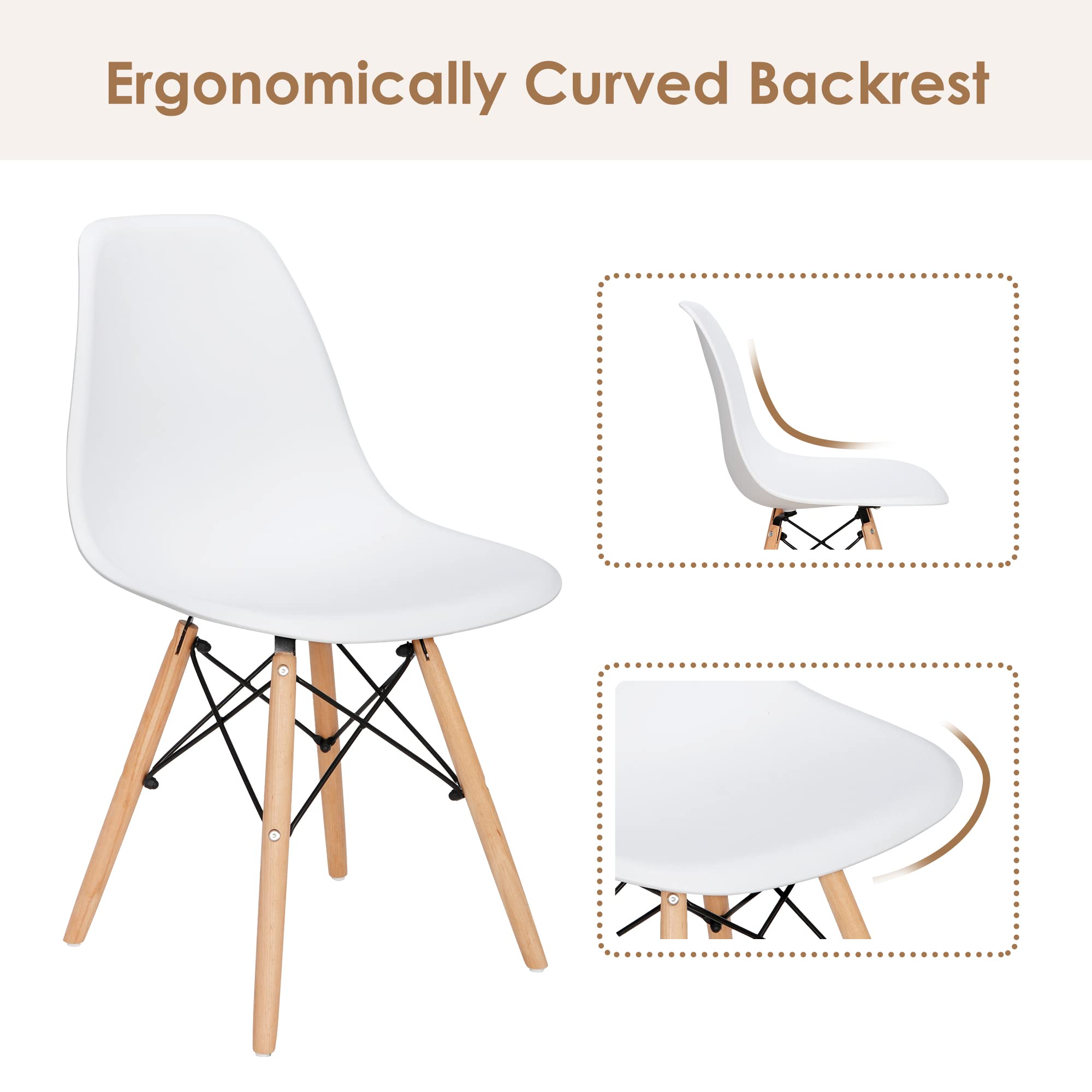 ZENY Modern Dining Chair Set of 4 - Mid Century DSW Style Wooden Leg Chairs | Plastic Shell Lounge Side Chairs for Kitchen, Dining Room, Bedroom & Living Room | Perfect for Home Decor, Restaurant, Cafe & Office Use