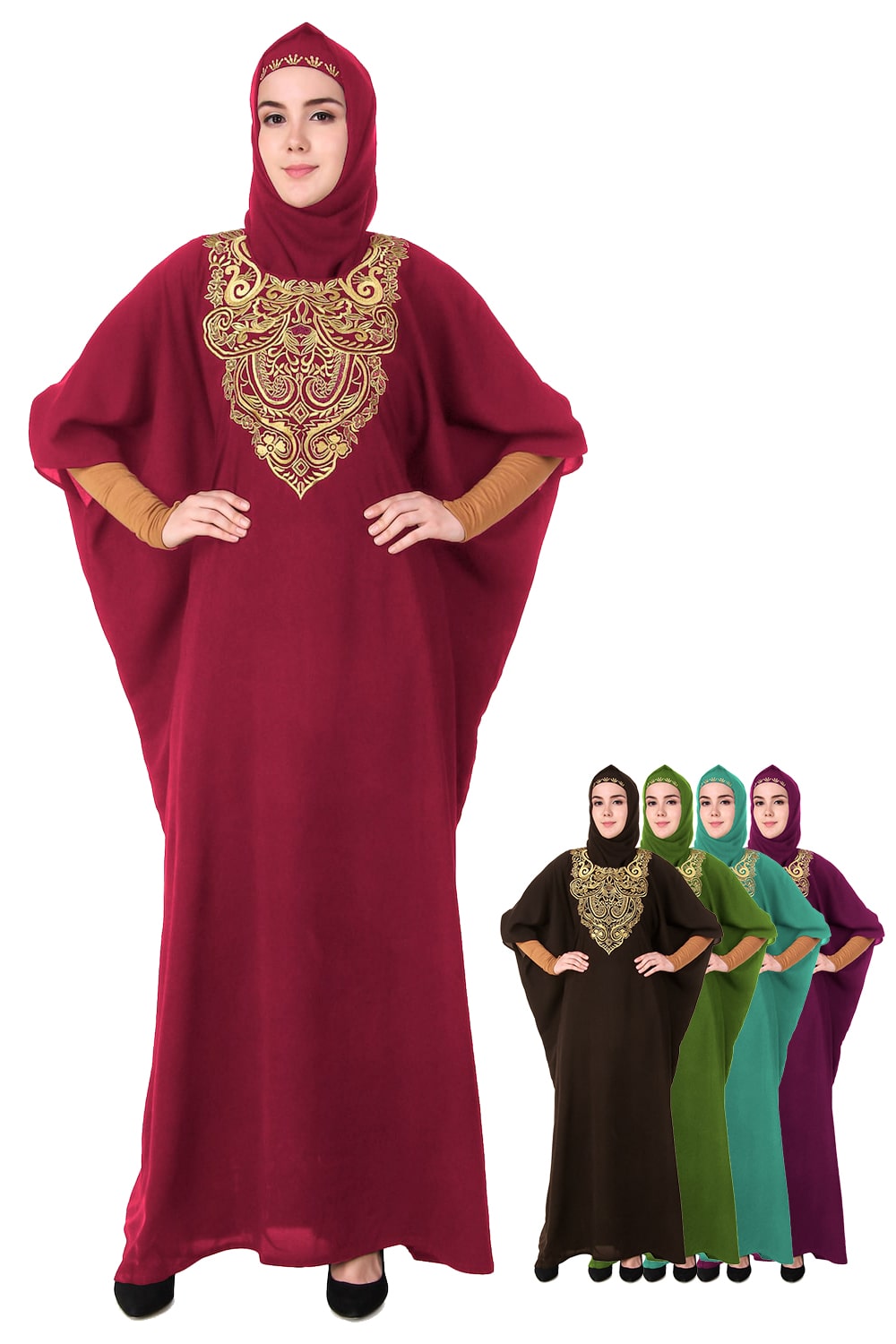 Exquisite Floral Hand Embroidered Kaftan Dress for Women - Boho Chic Beach Cover Up, Resort Wear & Summer Vacation Outfit