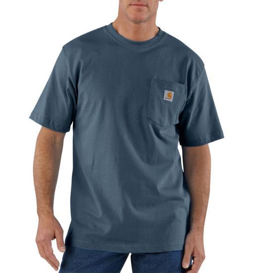 K87 Loose Fit Heavyweight Pocket T-Shirt for Men - Soft Stone Washed Blue Cotton Tee - Casual Wear, Street Style & Everyday Comfort