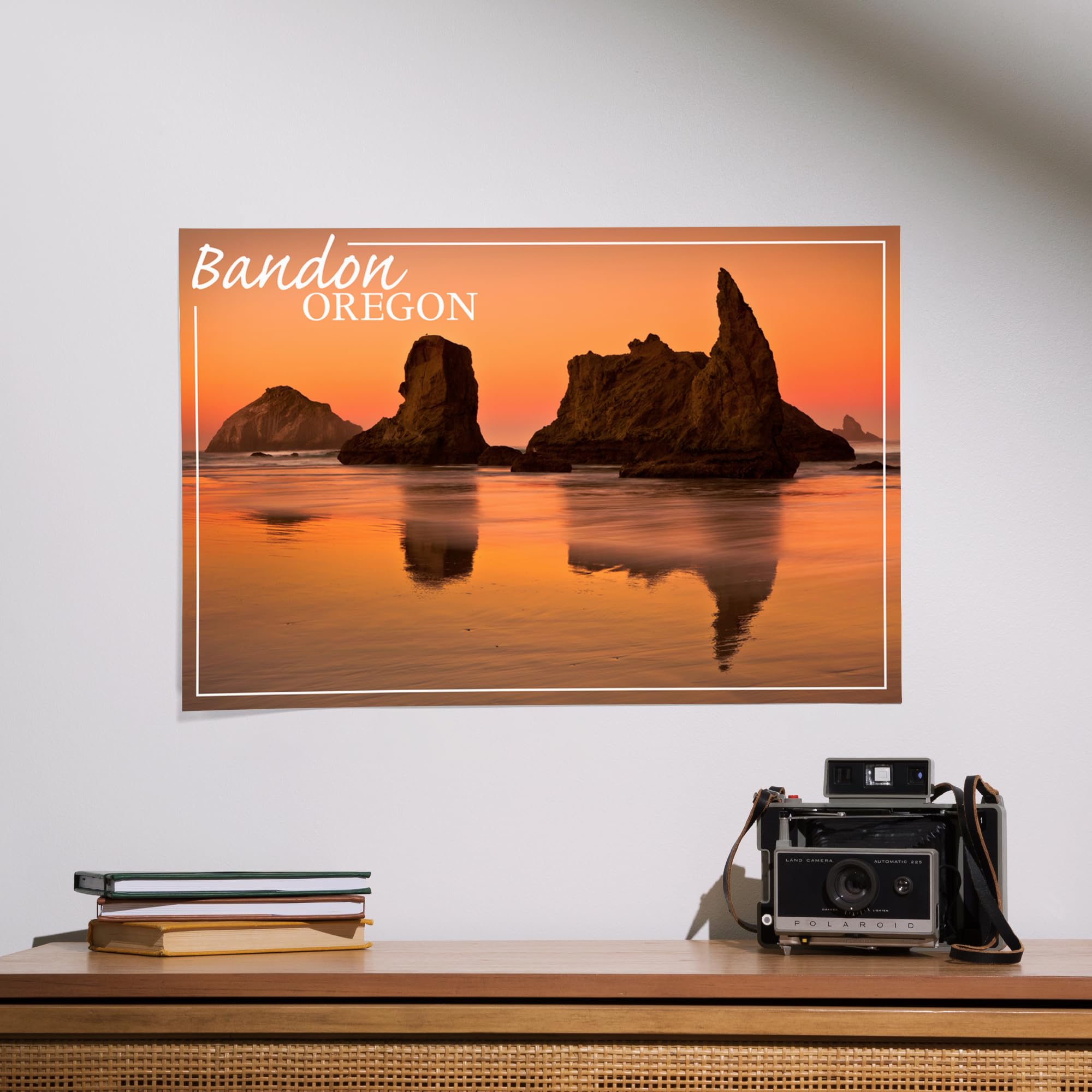 Lantern Press 16x24 Inch Giclee Art Print - Bandon Oregon Sunset Wall Decor - Premium Canvas Painting for Living Room, Bedroom & Office