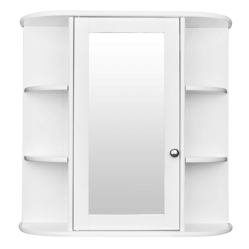 Wall-Mounted Bathroom Medicine Cabinet with Mirror - Adjustable 2-Tier Shelves Storage Organizer for Bathroom Essentials | Space-Saving Single Door Design for Small Bathrooms, Vanities & Powder Rooms