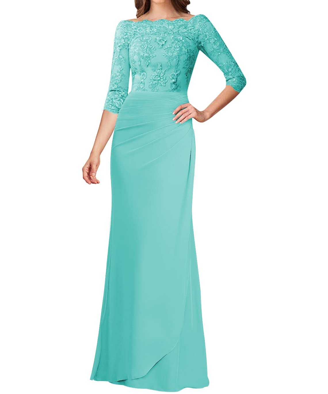 Elegant Mother of The Bride Dresses - Lace Long Sleeve Formal Evening Gown for Wedding Party, Prom & Special Occasions