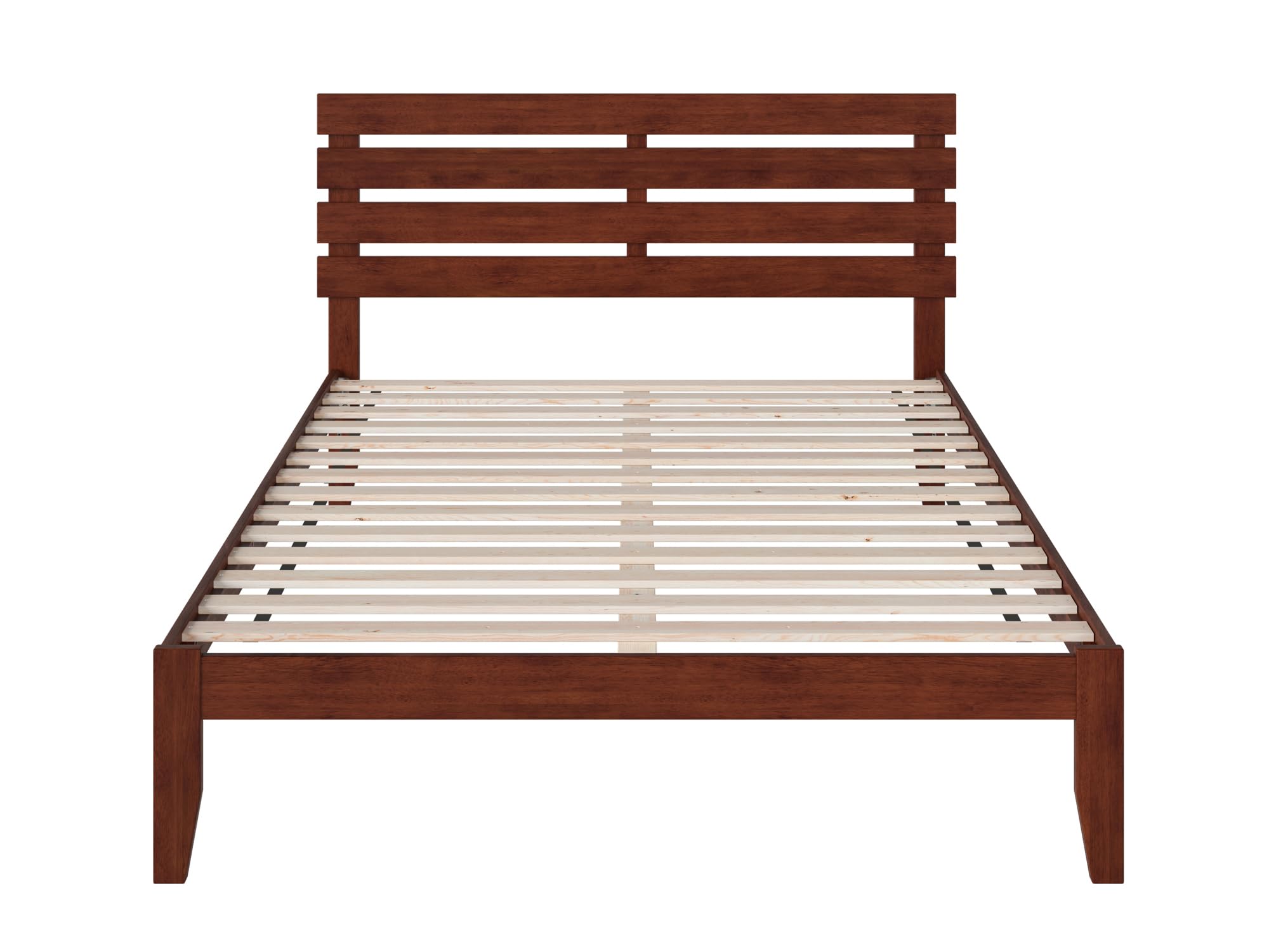 AFI Oxford Queen Size Platform Bed with USB Charging Station in Walnut Finish - Modern Bedroom Furniture with Storage Space for Small Apartments