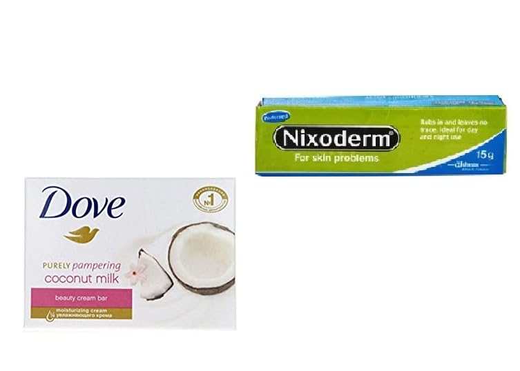 Nixoderm Cream for Eczema, Acne & Blemish Treatment - 17.7g with Coconut Milk Beauty Bar | Soothes Dry Skin & Redness | Perfect for Daily Skincare Routine & Travel