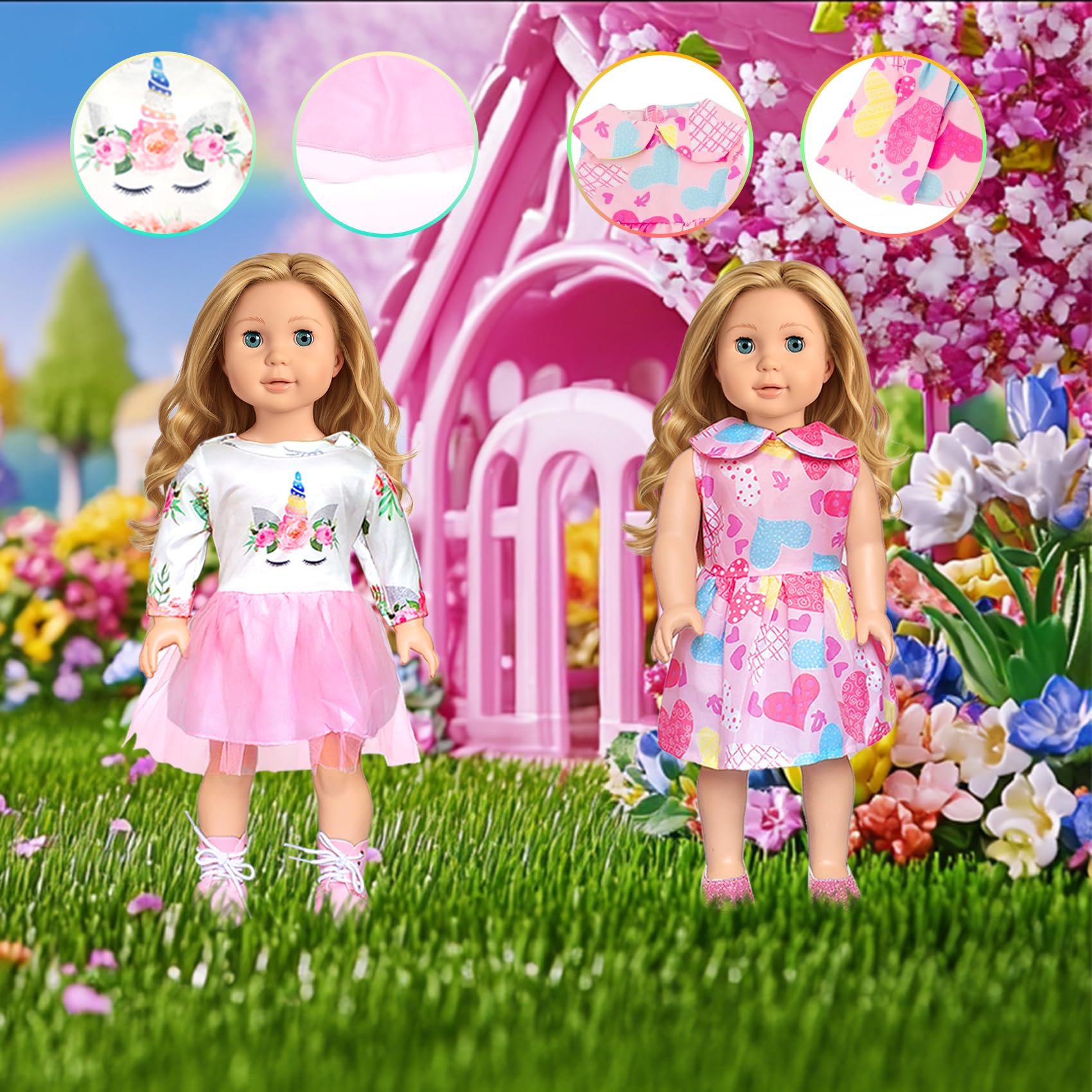 18 Inch Doll Clothes Set for Girls - 10 Piece Fashion Outfits & Accessories | Perfect for American Girl Dolls, Dress Up Play & Birthday Gifts