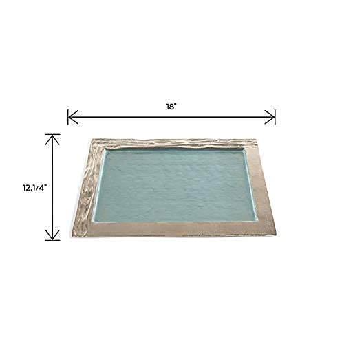 Decorative Aluminum Rectangle Serving Tray (DH6000) - Elegant Metal Accent Tray for Coffee Table, Dining Table & Home Decor - Perfect for Christmas, Easter, Halloween & New Year Celebrations - Ideal for Serving Food, Displaying Decor & Organizing Essentials