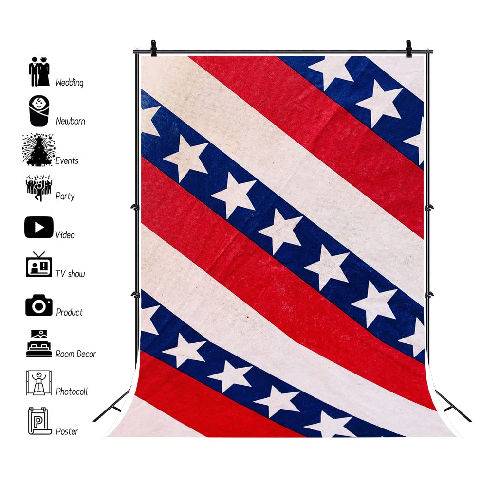 5x7ft American Flag Backdrop - Stars and Stripes Photography Background for Patriotic Events, National Flag Day, Portrait Studio, Party Decorations | Perfect for 4th of July, Veterans Day, and Patriotic Photo Shoots