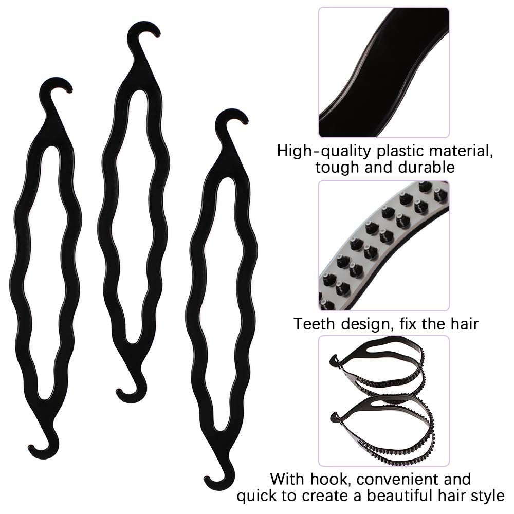 20 Pieces Black Hair Bun Shapers - Donut Bun Maker & Twist Holder for Women & Girls - Perfect for Updos, Ponytails & Hair Styling (Great for Weddings, Parties & Everyday Hairstyles)