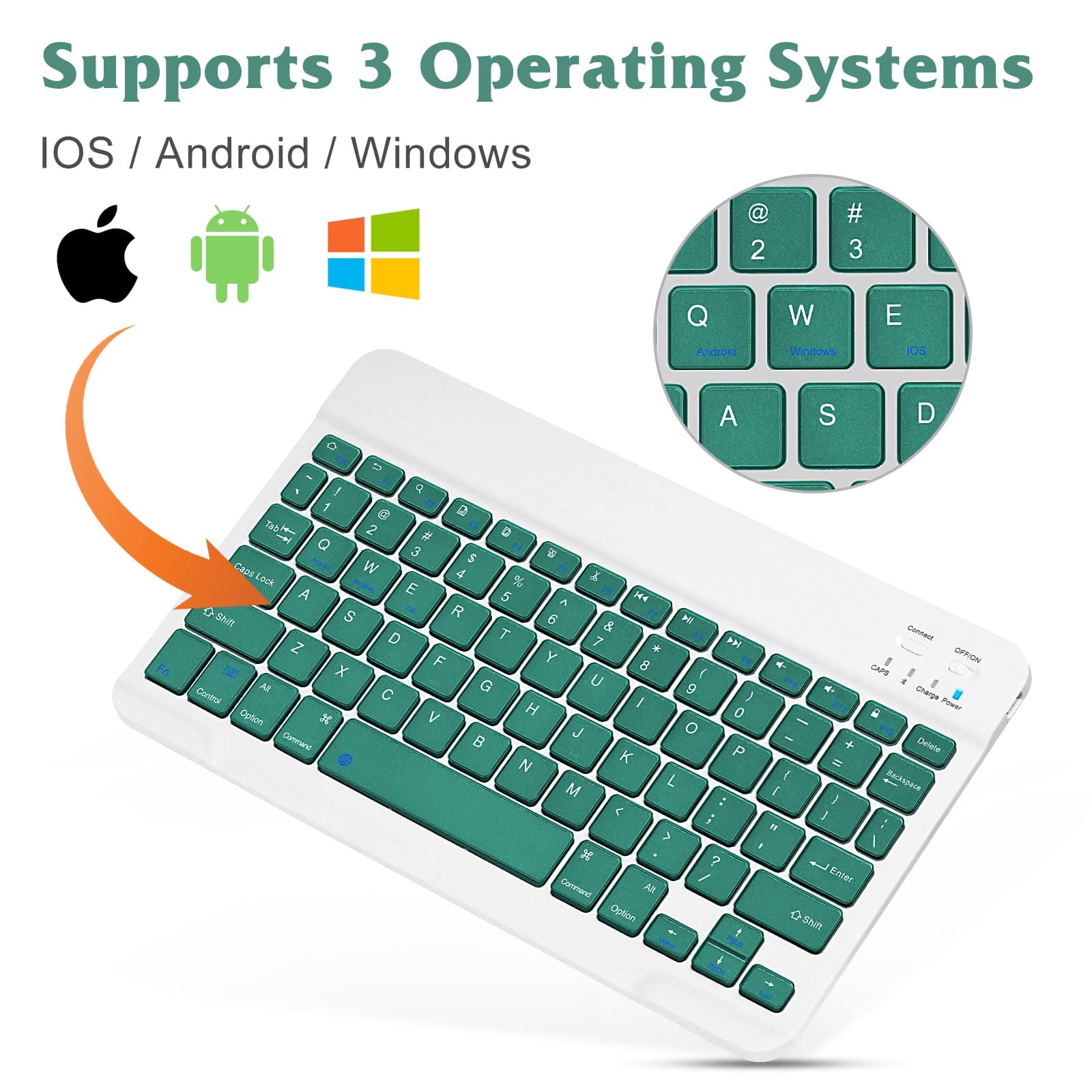 Rechargeable Bluetooth Keyboard and Mouse Combo - Ultra Slim Full-Size Wireless Keyboard with Ergonomic Mouse for Mac, iPad, Tablet, PC & Laptop - Jade Green | Perfect for Office, Home & Travel Use