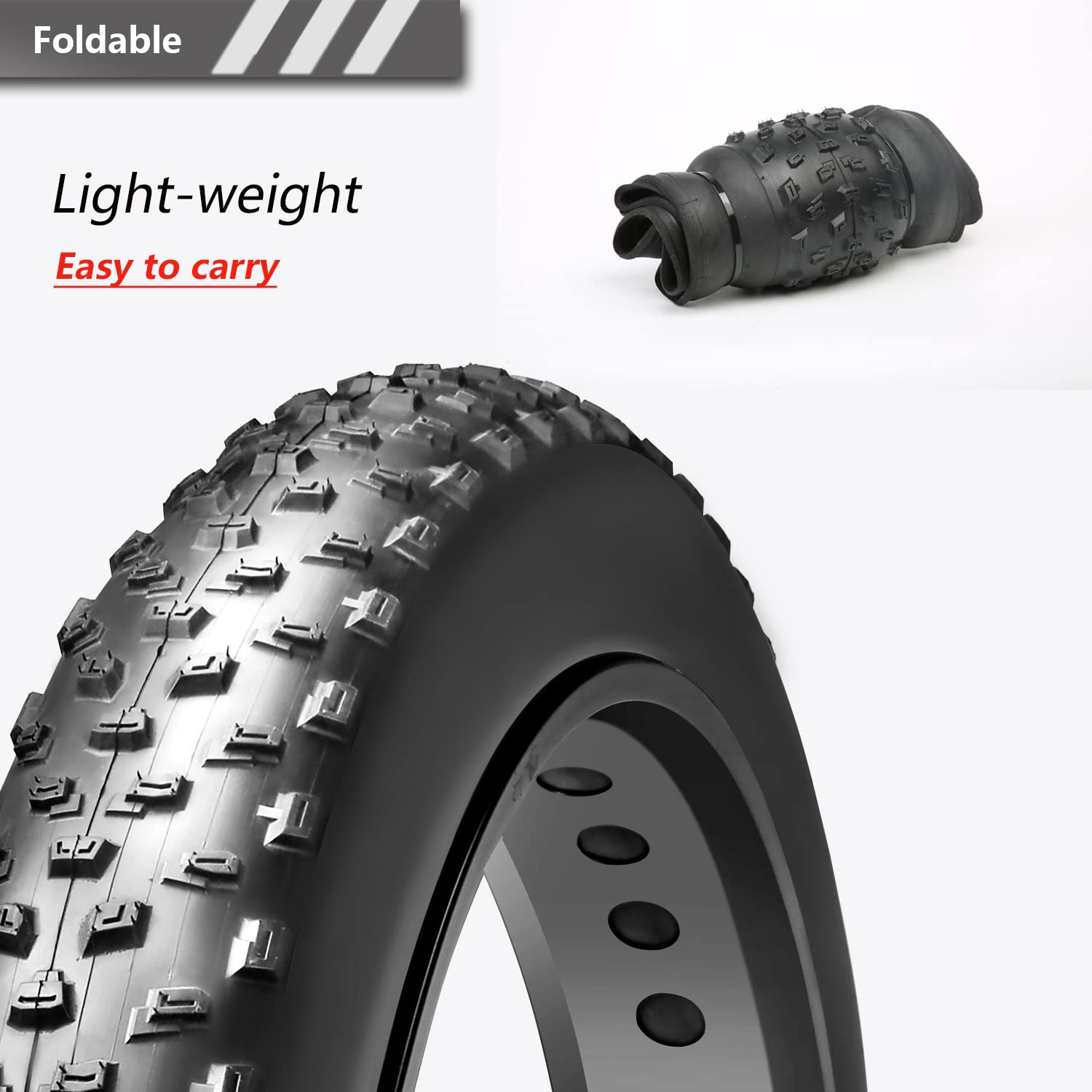 26x4.0 Inch Fat Bike Tires (Set of 2) - 60TPI Electric & Mountain Bike Tires - All-Terrain Winter Snow & Sand Tires for Fat Tire Bicycles - Perfect for Off-Road, Beach & Snow Riding Adventures