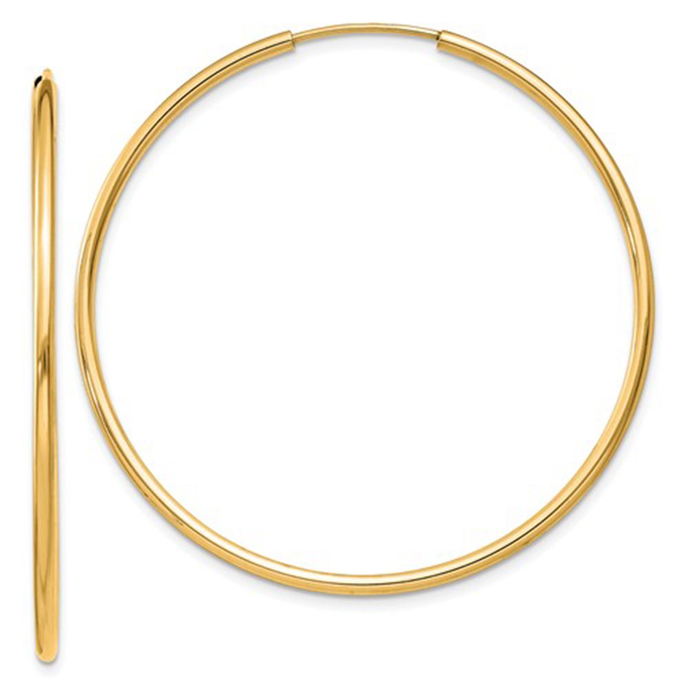 14K Gold Real Endless Round Hoop Earrings (1.5mm Tube) - Elegant Everyday Jewelry for Women, Perfect for Work, Date Night & Special Occasions
