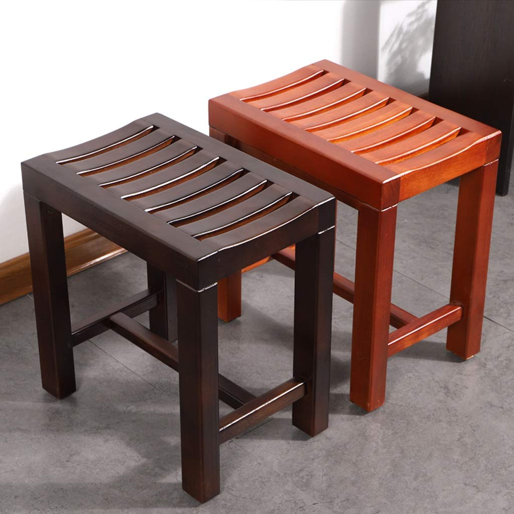 Waterproof Wooden Shower Stool - Anti-Slip Bathroom Bench with Curved Design for Elderly & Disabled - Heavy Duty Spa Chair Supports 250kg (42×28×34cm) - Perfect for Bathtub, Shower & Home Care Use