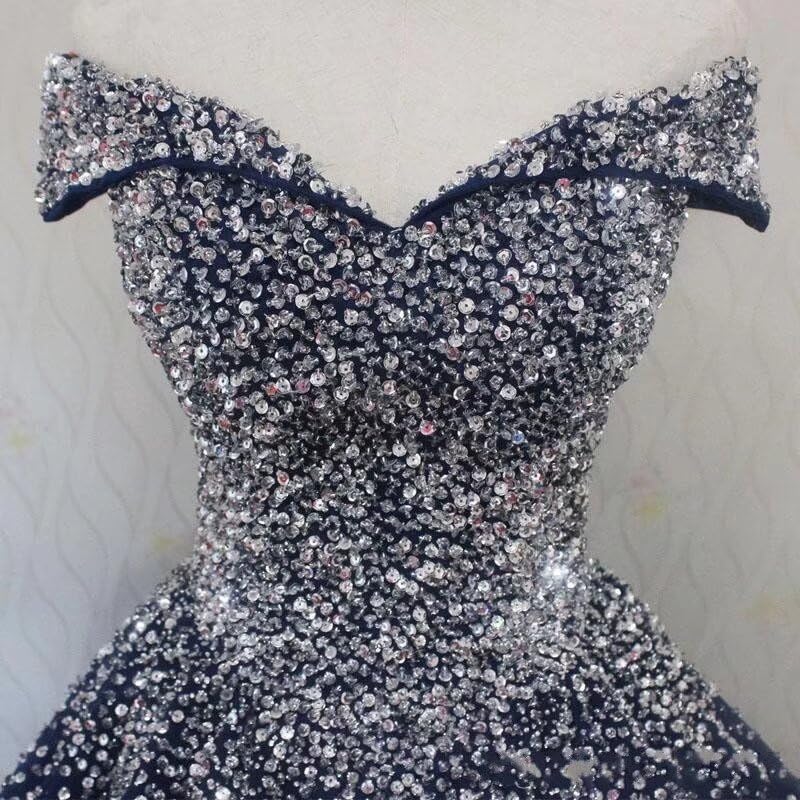 Sparkling Beaded Sequins Off-The-Shoulder Quinceañera Dress 2025 | Elegant Sweet 16 & Prom Gown for Teen Girls | Perfect for Quinceañeras, Birthday Parties & Formal Dances