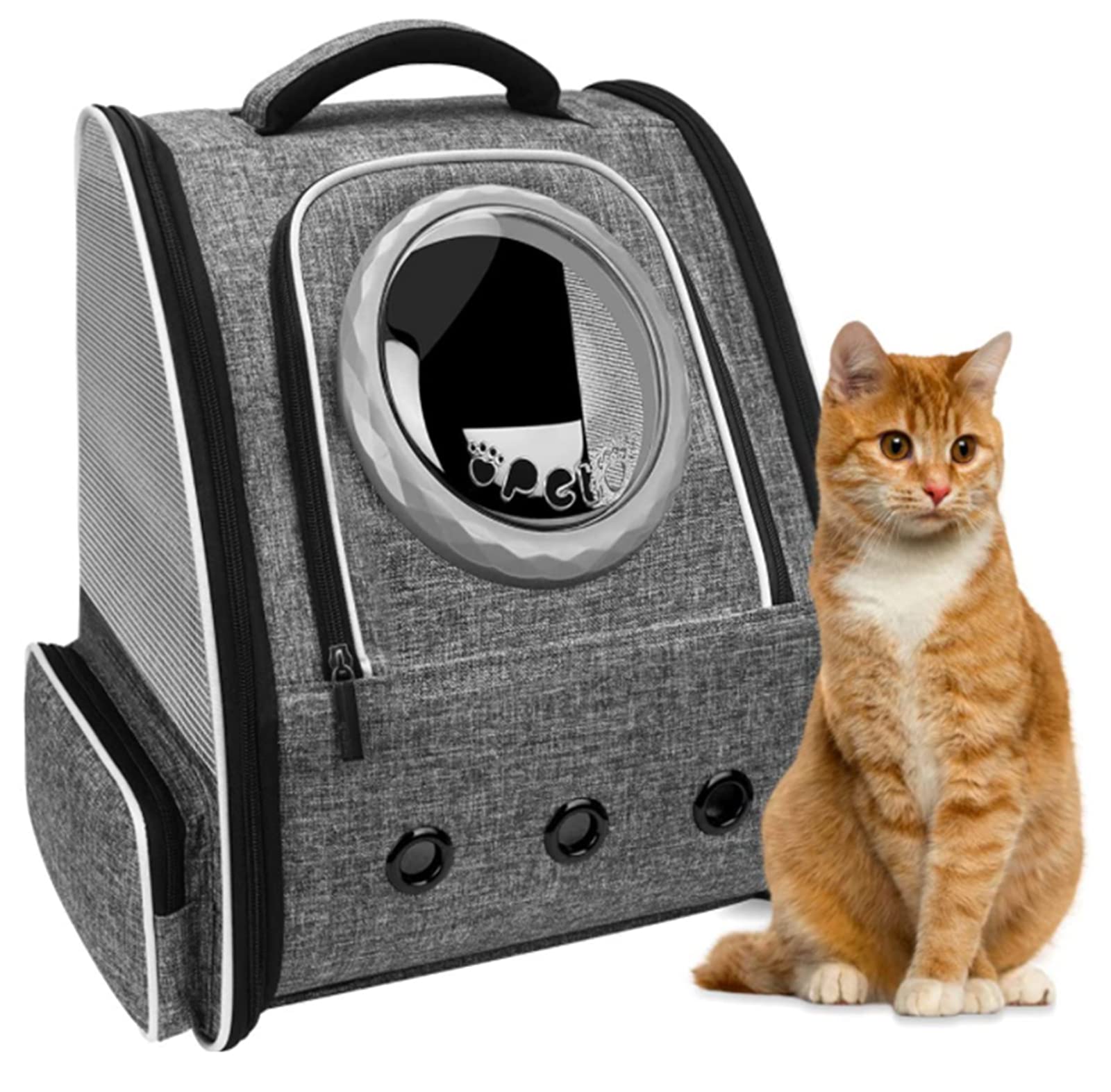 Cat Backpack Carrier for Small Cats & Puppies - Bubble Pet Carrier with Ventilated Design, Airline-Approved Oxford Fabric - Perfect for Travel, Hiking, Camping, Walking & Outdoor Adventures