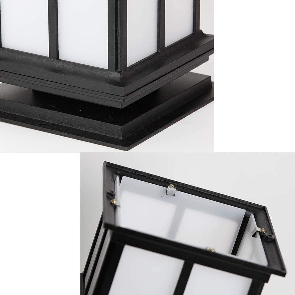 Victorian Style Outdoor Garden Lamp Post - Black Aluminum Square Pillar Light with Frosted Glass Shade - Landscape Lighting for Patio, Pathway, Driveway, and Garden Decor