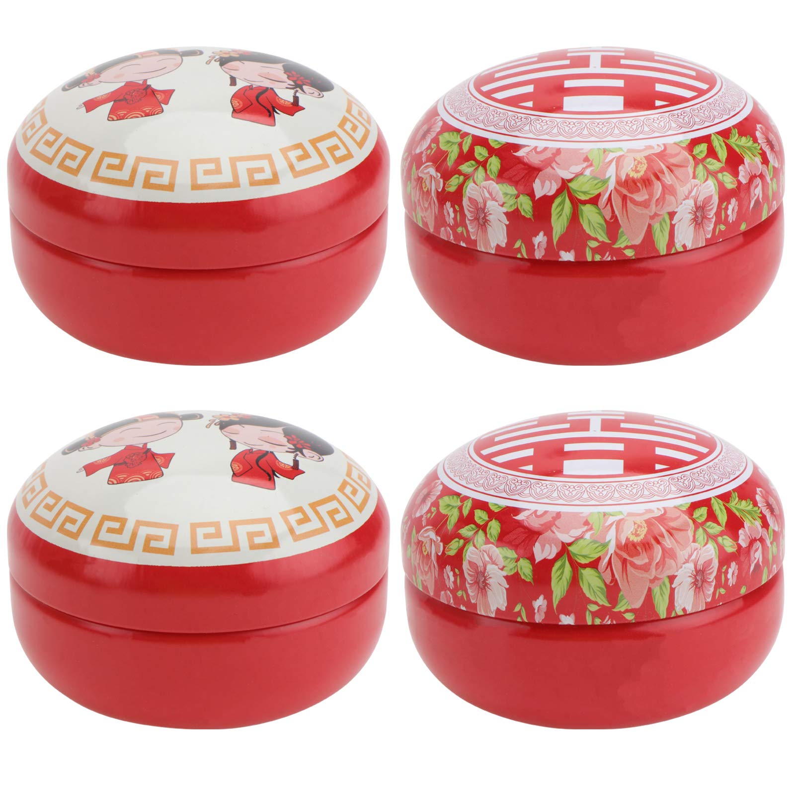 4-Piece Round Candy Tin Set - Decorative Metal Cookie & Candy Container for Weddings, Birthdays & Parties - Elegant Gift Tins for Wedding Favors, Party Supplies & Home Decor (Perfect for Candy Buffets, Dessert Displays & Gift Giving)