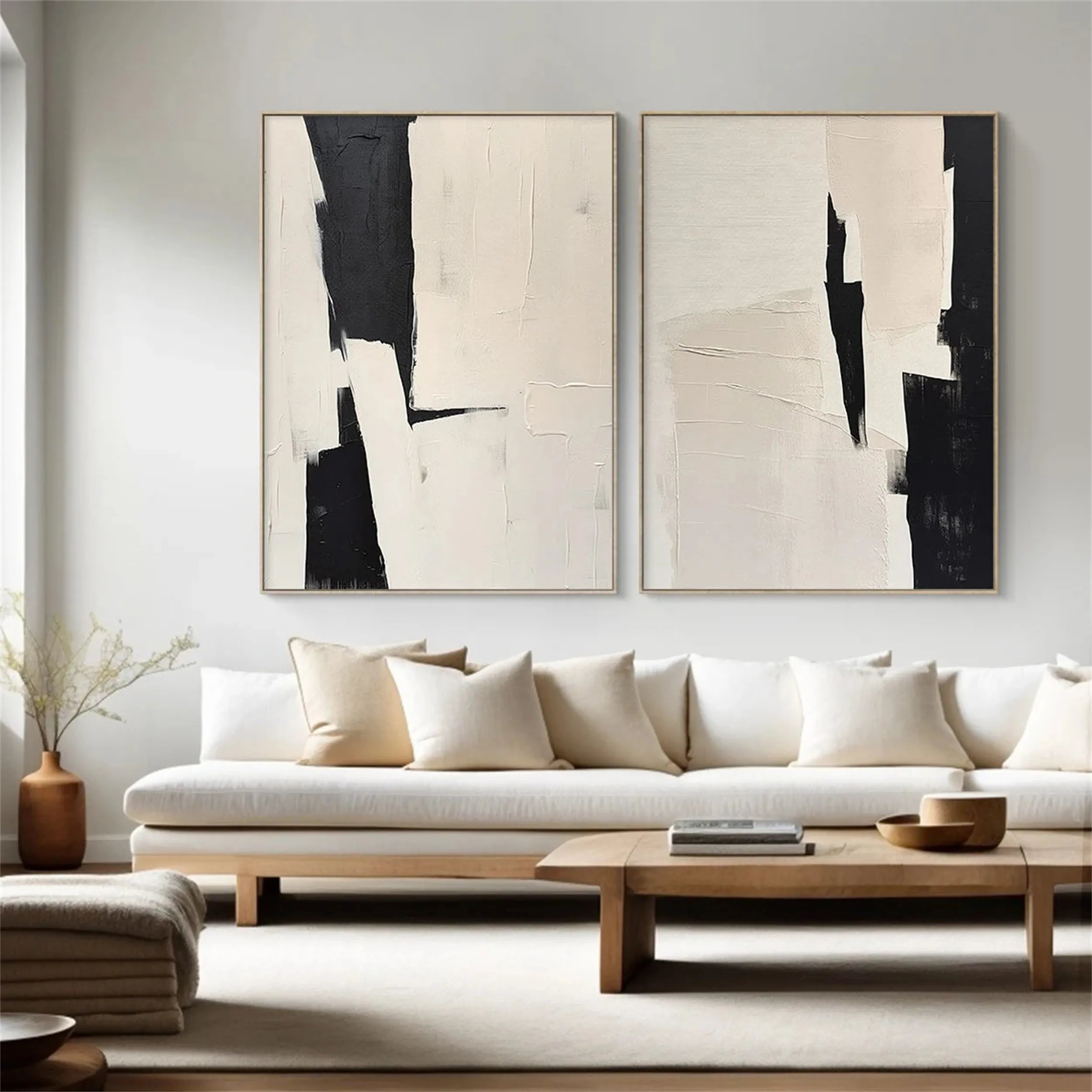 Abstract Tranquility Set of 2 Wall Art Paintings - Modern Minimalist Canvas Prints for Living Room, Bedroom & Office Decor #WS128