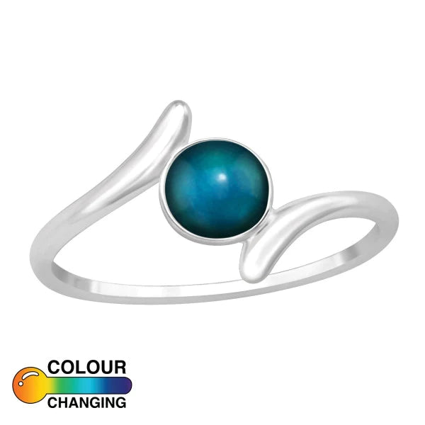 Bypass Silver Mood Ring - Color Changing Jewelry for Women & Men - Perfect for Parties, Gifts & Everyday Wear