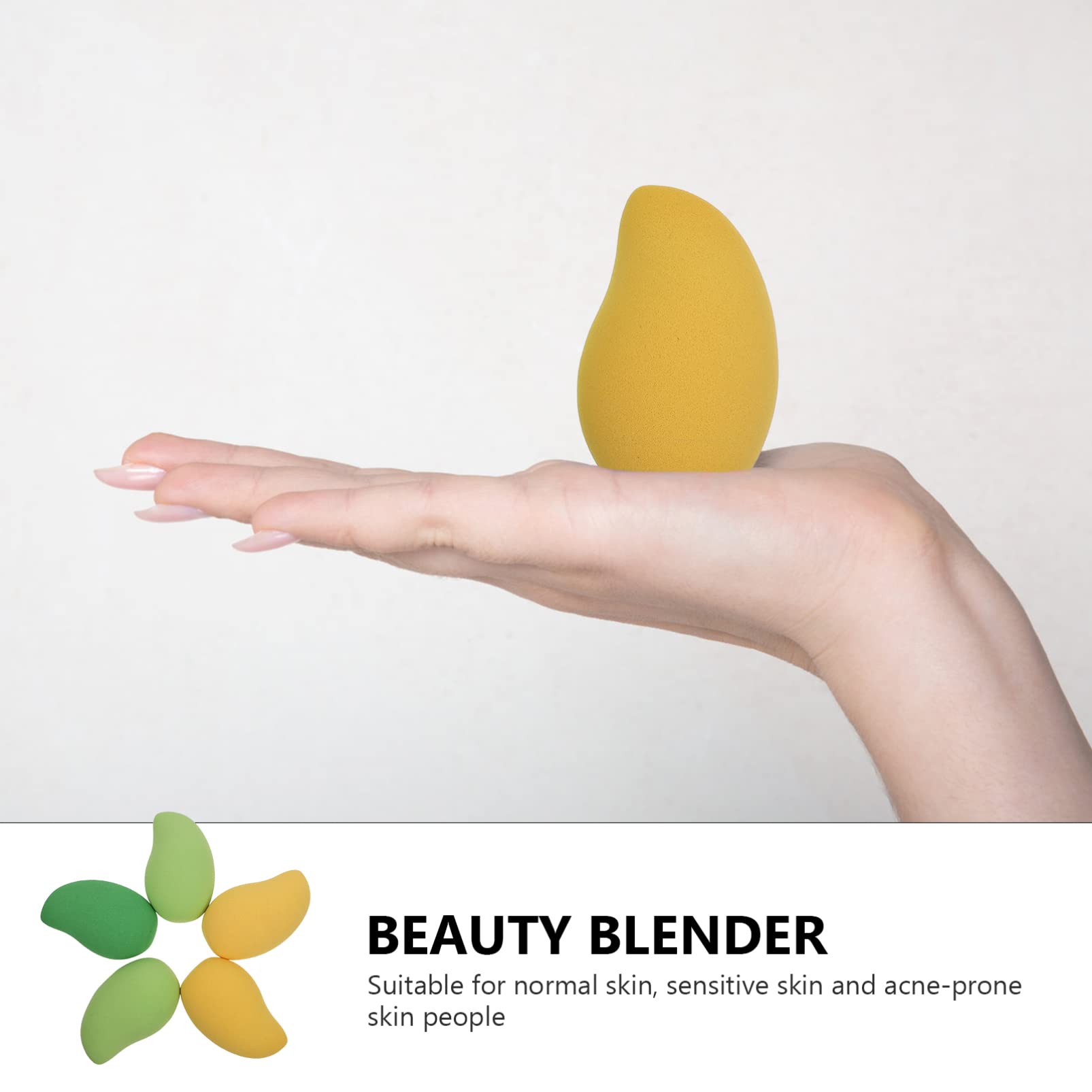 5-Piece Mango Shaped Makeup Sponge Set - Soft Blending Egg Puffs for Foundation, Concealer & Powder - Gentle Exfoliating & Cleansing Sponge for Face & Eyebrows - Perfect for Travel, Salon & Daily Makeup Application