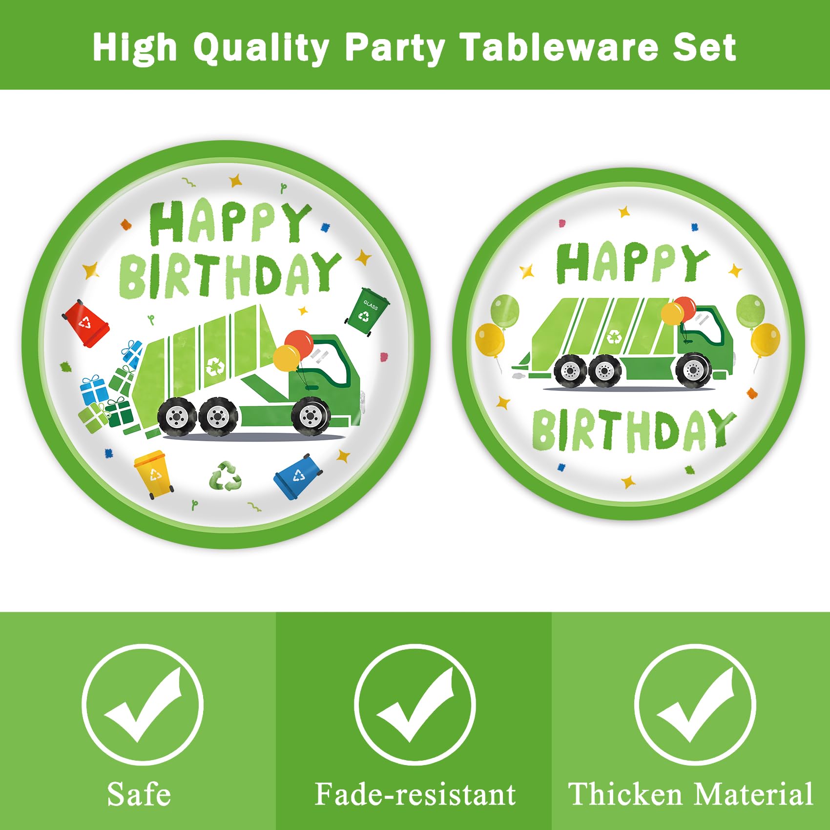 96 Pcs Garbage Truck Themed Paper Plates - Fun Garbage Truck Birthday Party Supplies & Decorations for Kids - Perfect for Garbage Truck Themed Parties, Birthday Favors, and Kids' Celebrations