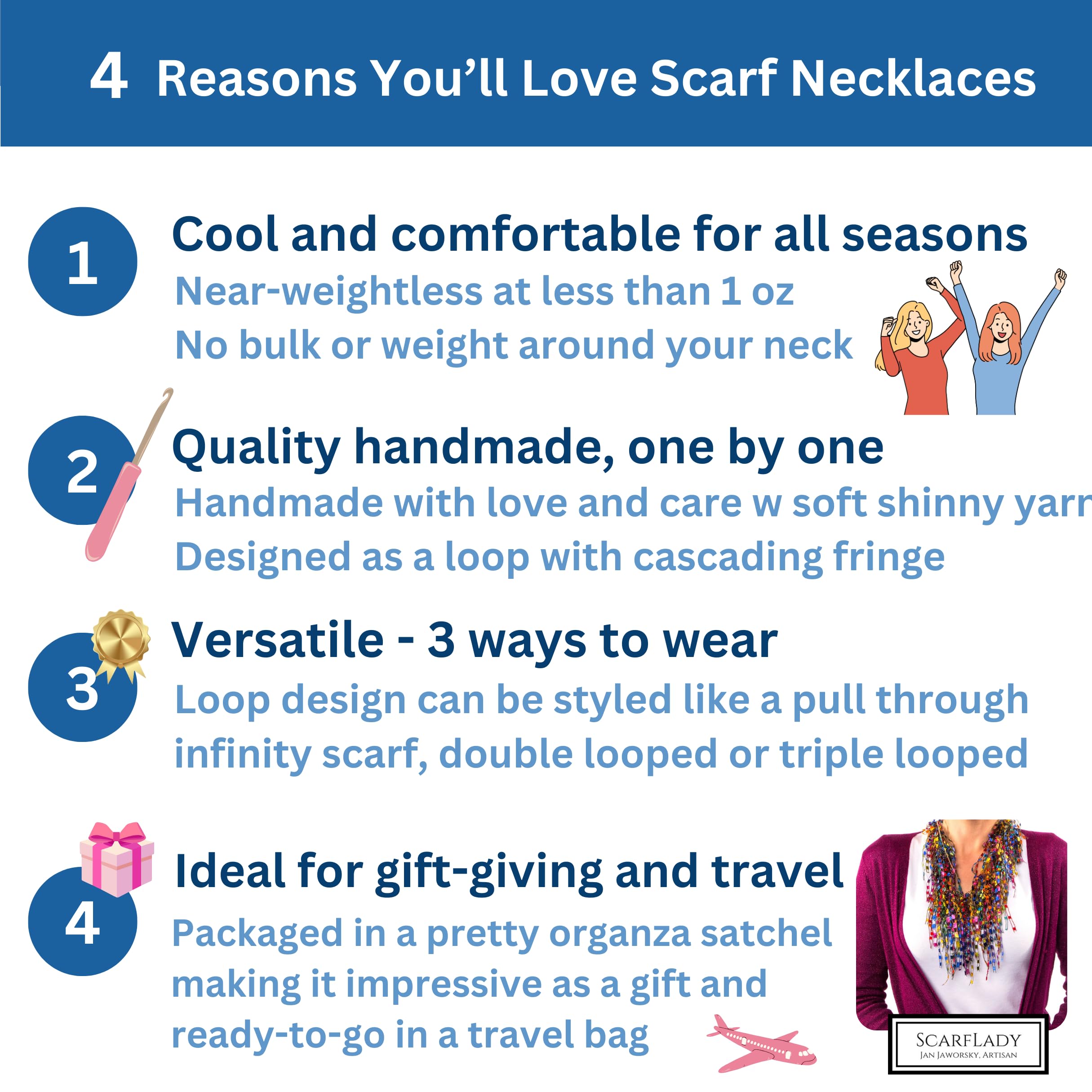 Elegant Turquoise & Purple Scarf Necklace for Women - Handmade Lightweight Fringe Fashion Accessory - Perfect for Travel, Parties & Dressy Occasions - TA