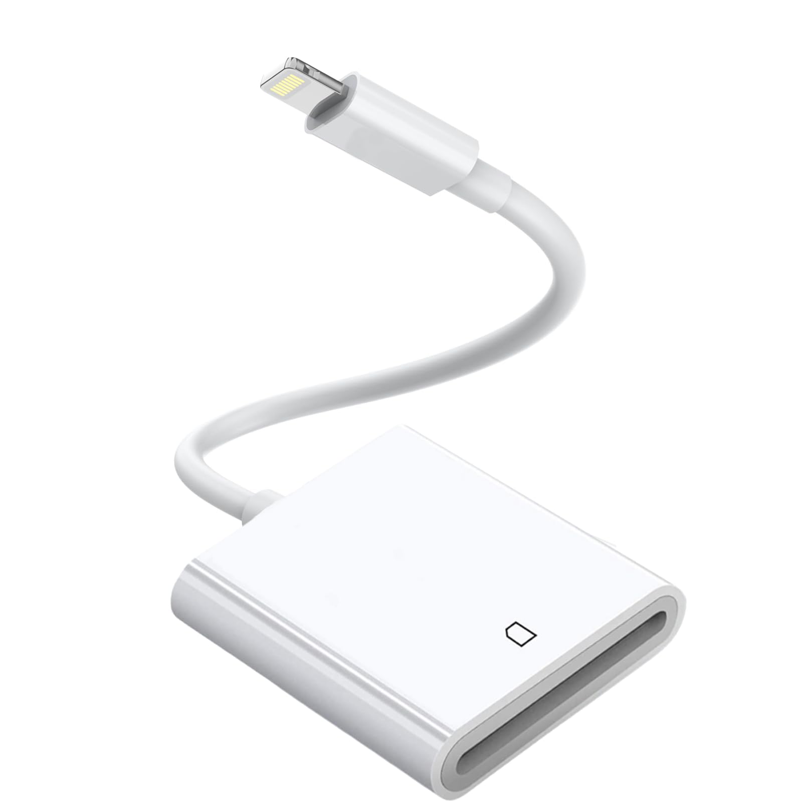Lightning to SD Card Reader for iPhone & iPad - Plug & Play Memory Card Adapter for iPhone 14/13/12/11/XS/XR/X/8/7 & iPad - Perfect for Viewing Trail Camera Photos & Transferring Files (White)