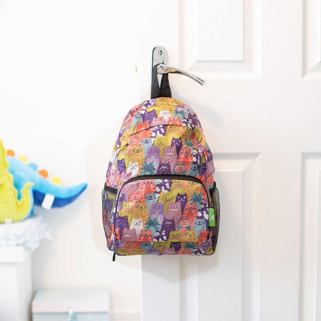 ECO CHIC Lightweight Packable Hiking Backpack - Foldable Waterproof Daypack for Travel, Hiking & Outdoor Adventures - Made from Recycled Materials (Bumble Bees Grey) - Perfect for Camping, Beach Trips & Daily Commute