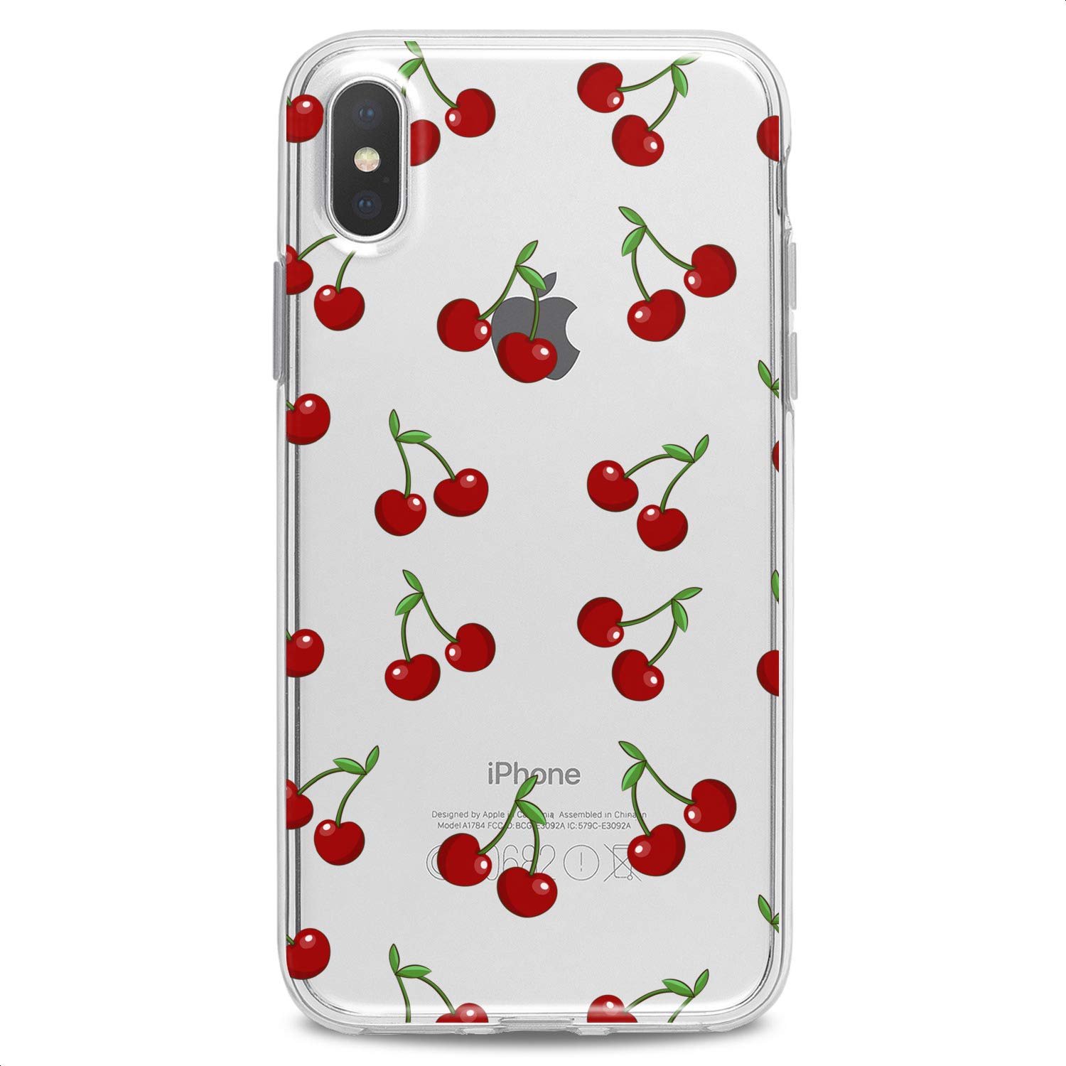 Premium TPU Phone Case for iPhone 16/15/14/13/12/11 Pro Max/Plus/Mini/Xs/Xr/X/8+/7/6/5/SE - Cherry Red Tropical Fruit Clear Silicone Cover | Slim Flexible Protective Case for Everyday Use, Travel & Summer Style