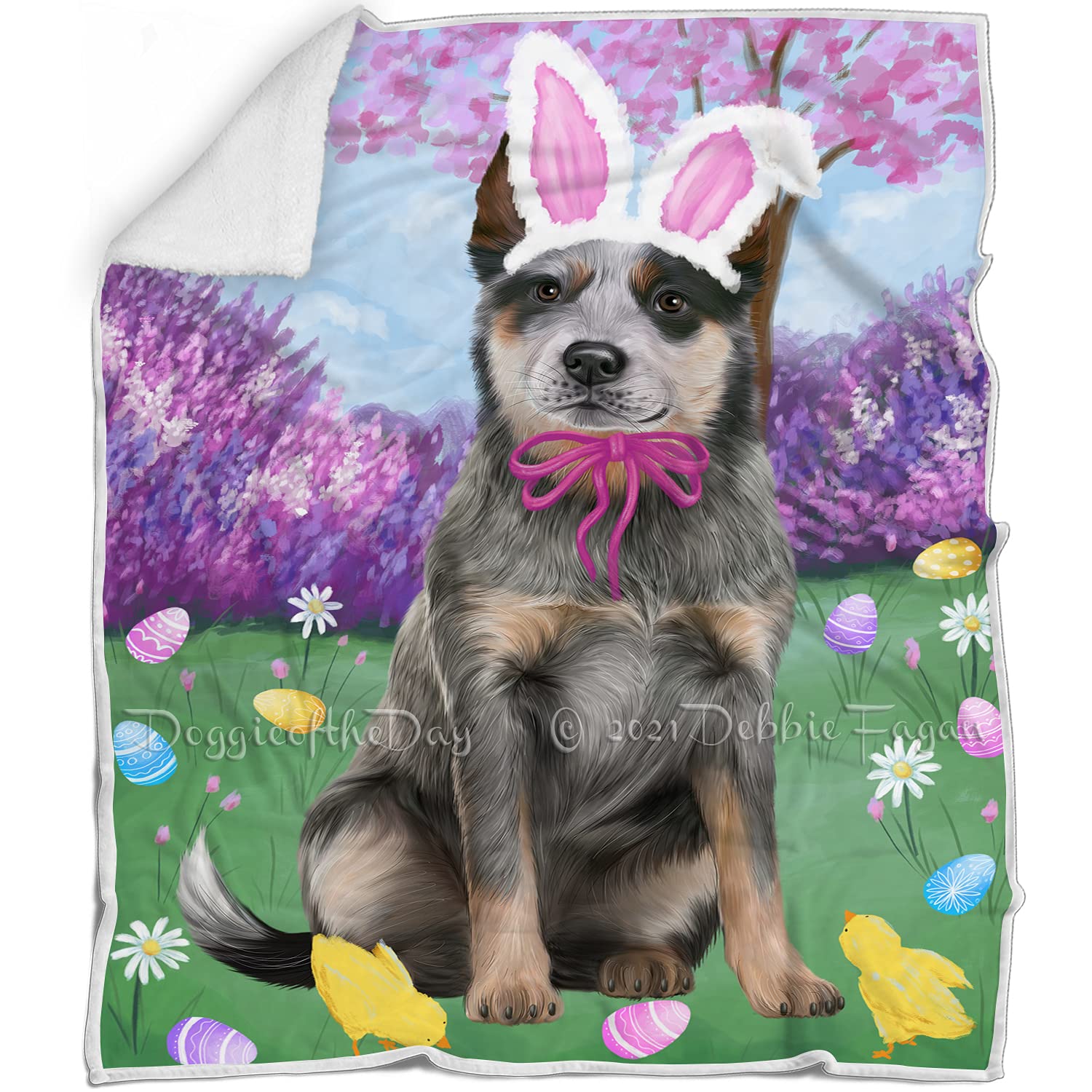 Blue Heeler Dog Blanket for Easter - Lightweight Soft Cozy Durable Pet Blanket - Animal Print Fuzzy Throw for Sofa Couch Bed - 50x60 Woven (BLNKT82541) - Perfect for Easter Gifts, Dog Lovers & Home Decor