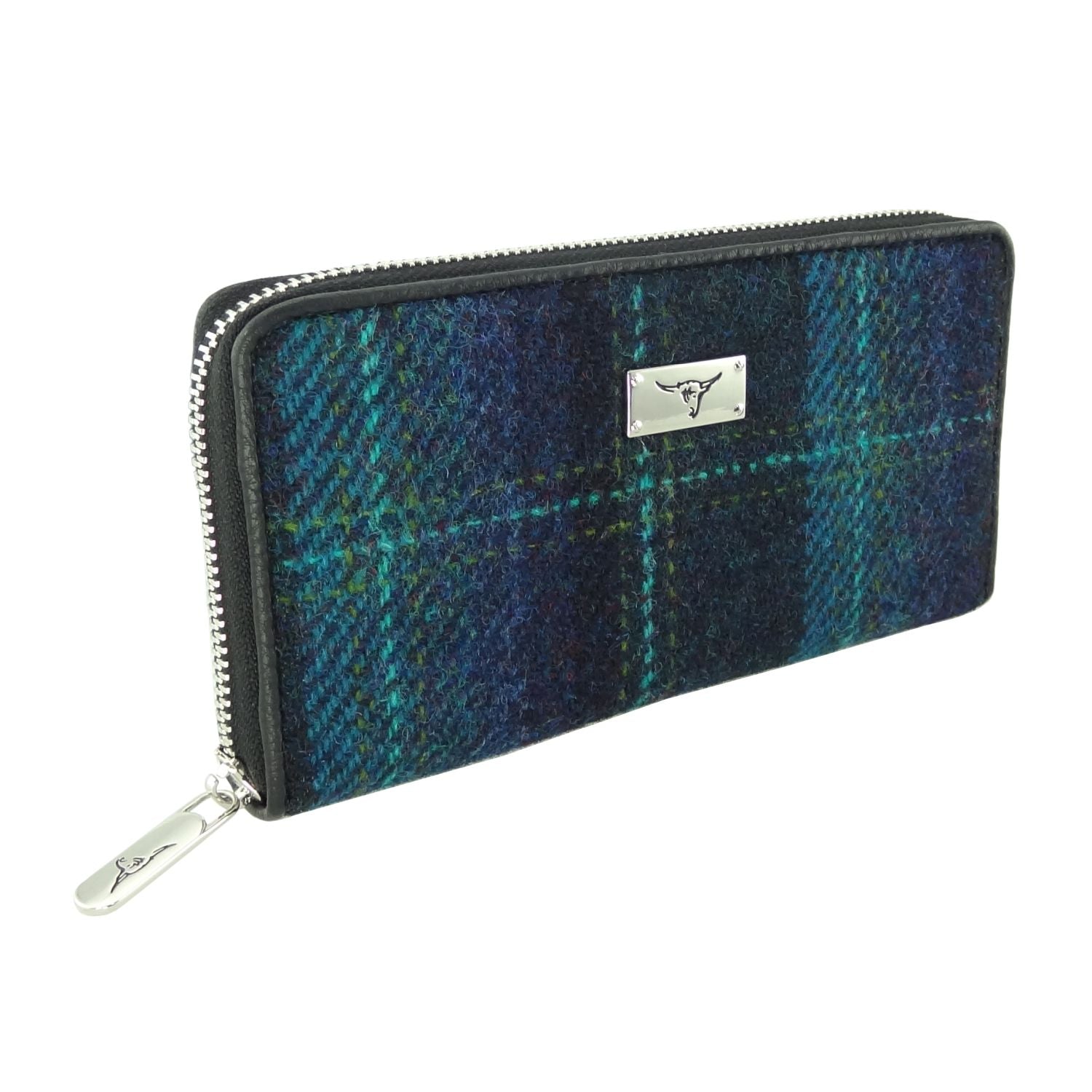 Harris Tweed Long Zip Wallet for Men & Women - 22 Stylish Colors | RFID Blocking Leather Card Holder for Travel, Business & Everyday Use