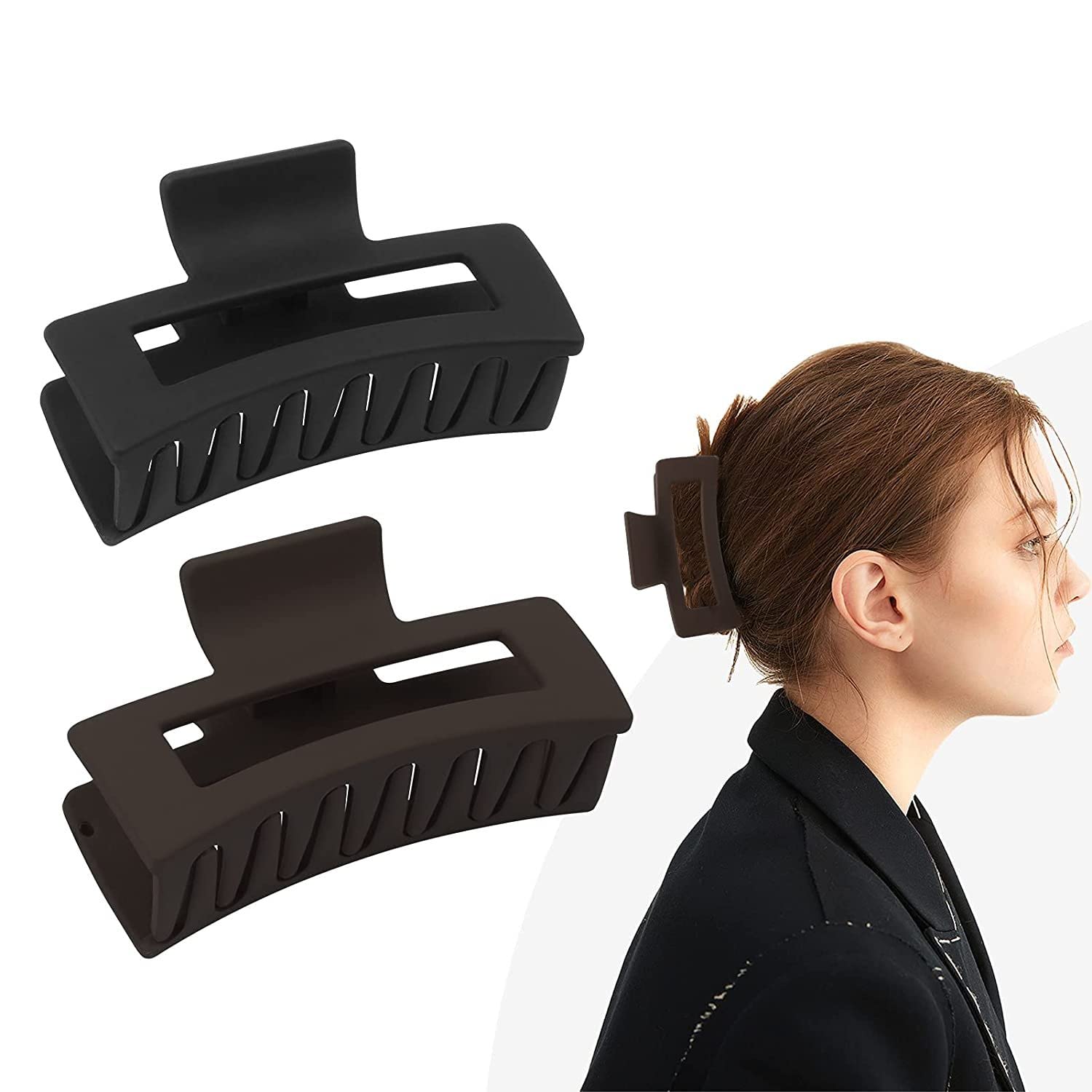 Minta Hair Claw Clips for Women & Girls - Strong Hold Hair Clips for Thin Hair (2 Pack) - Perfect for Ponytails, Buns & Everyday Hairstyles