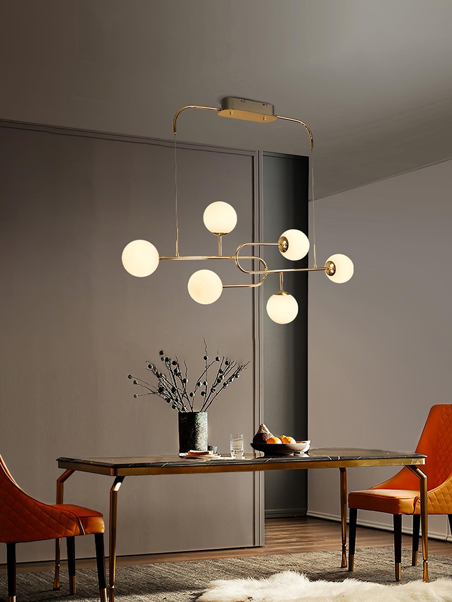 Arc Globe Escalante Chandelier - Modern Crystal Glass Ceiling Light Fixture for Dining Room, Living Room & Bedroom - Elegant Lighting for Home Decor & Interior Design