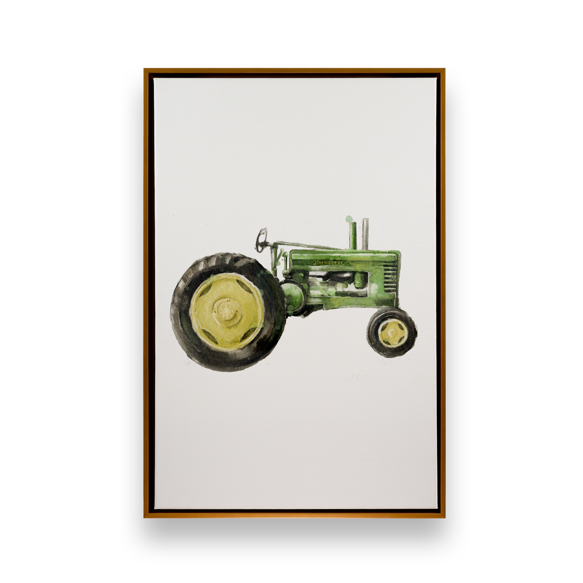 Green Tractor Farm Landscape Painting on Canvas - Perfect for Farmhouse Decor, Country Kitchen Wall Art & Rustic Home Office