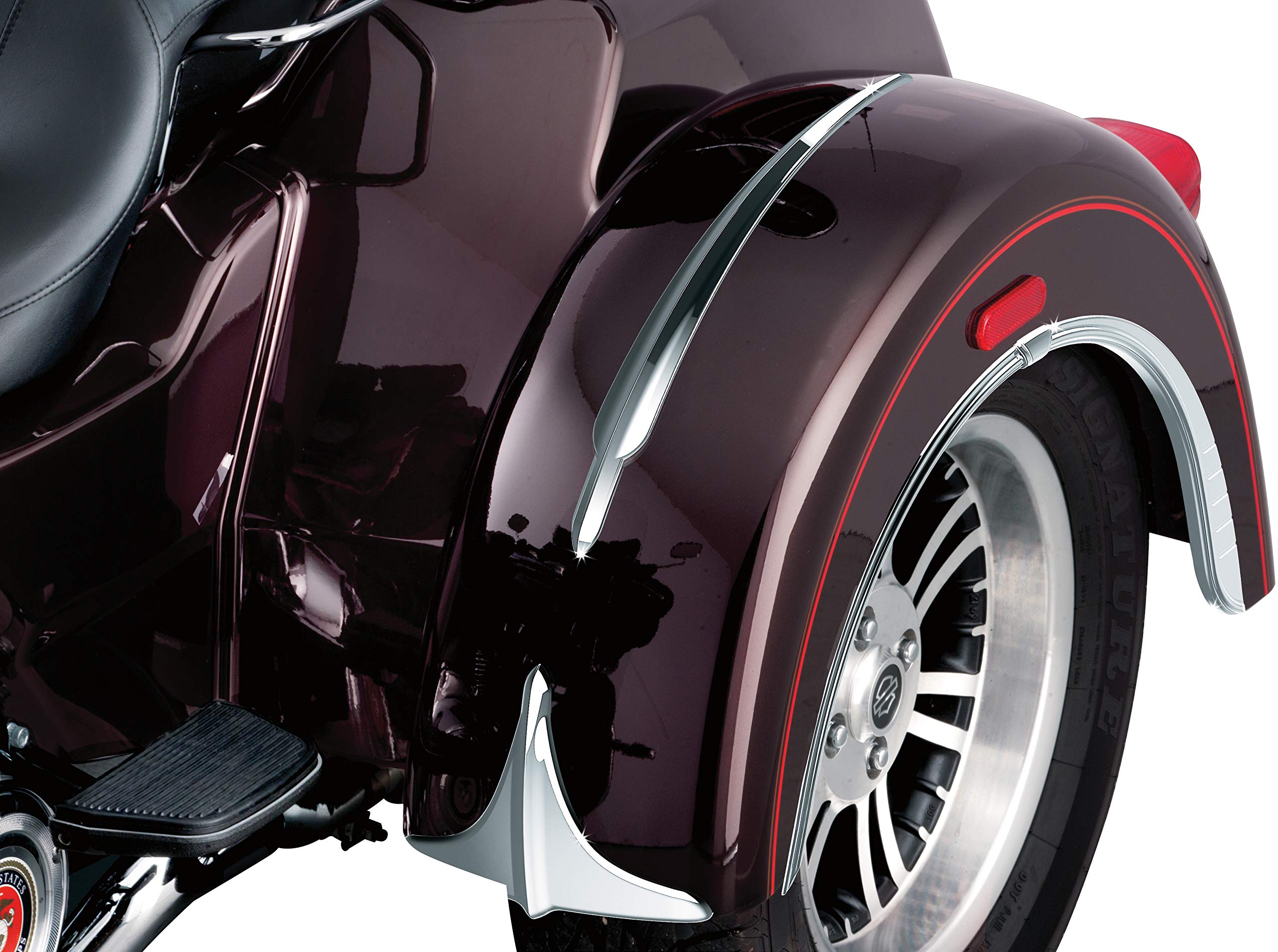 Kuryakyn 7217 Chrome Motorcycle Fender Accents for 2009-2019 Harley-Davidson Trike - 1 Pair Black Rear Fender Trim - Perfect for Custom Bike Upgrades & Show Rides